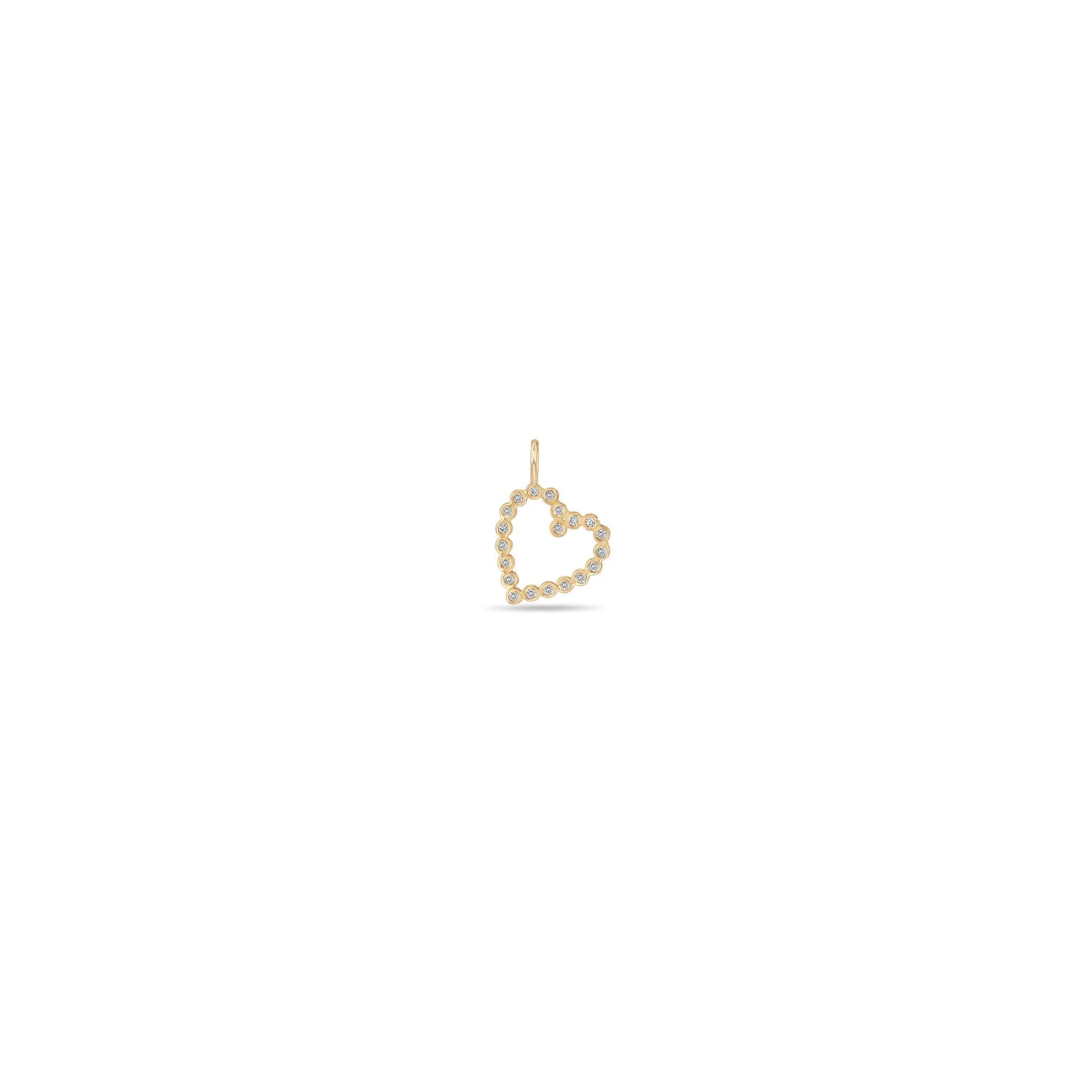 14k Single Small Diamond Bezel Angled Heart Charm Pendant sold by Zoe Chicco product image thumbnail 2