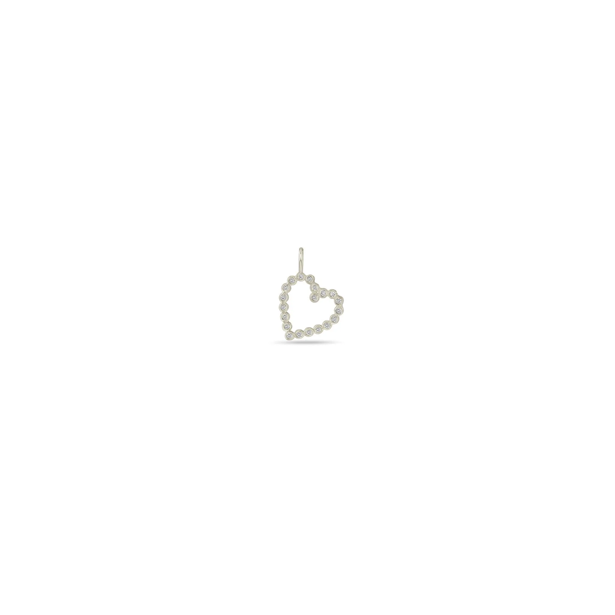 14k Single Small Diamond Bezel Angled Heart Charm Pendant sold by Zoe Chicco product image thumbnail 3