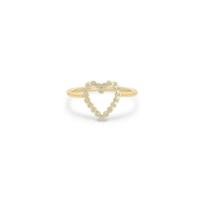 14k Small Diamond Bezel Heart Ring sold by Zoe Chicco
