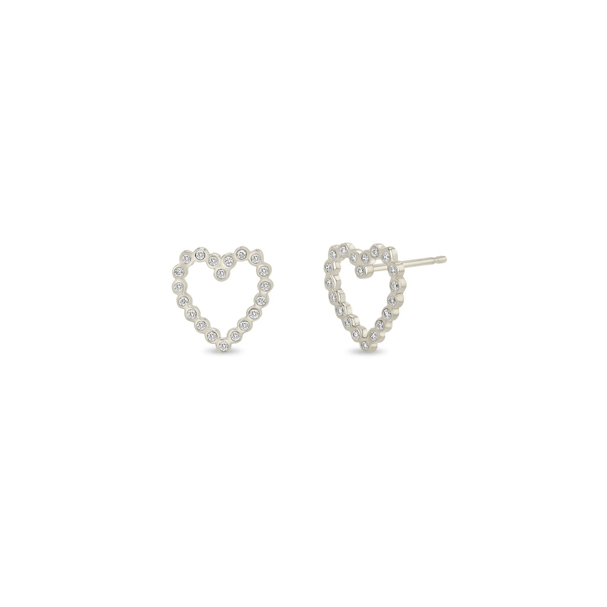 14k Small Diamond Bezel Heart Studs sold by Zoe Chicco product image thumbnail 5