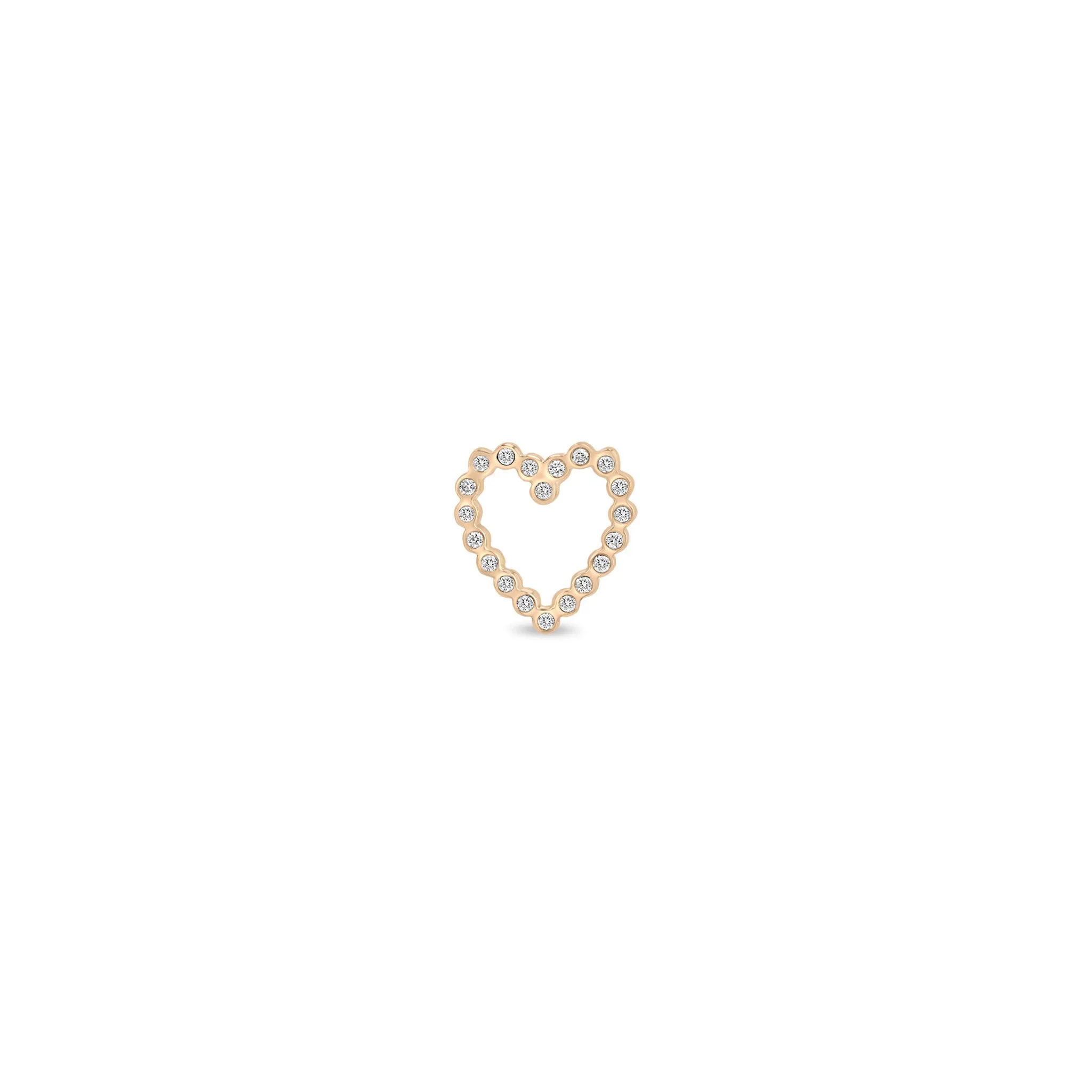 14k Small Diamond Bezel Heart Studs sold by Zoe Chicco product image thumbnail 4