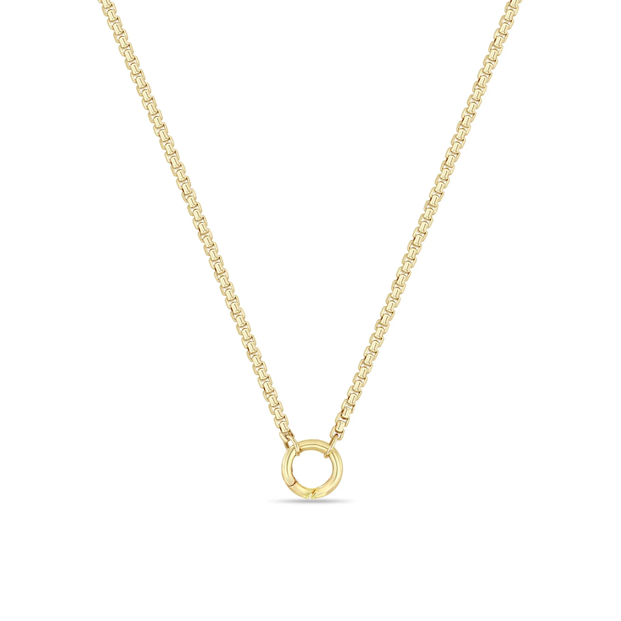 14k Gold Medium Box Chain Round Enhancer Necklace sold by Zoe Chicco