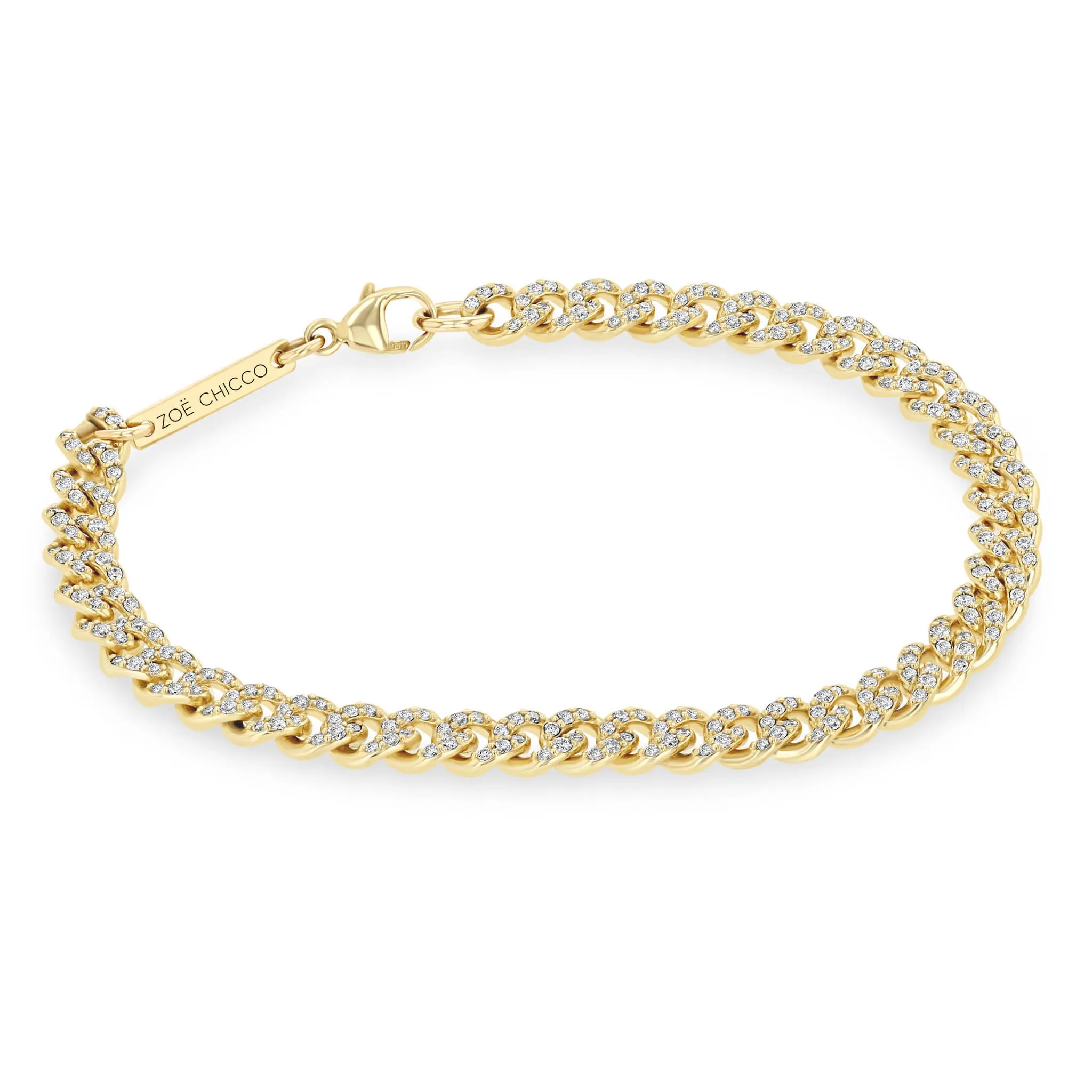 14k Full Pavé Diamond Medium Curb Chain Bracelet sold by Zoe Chicco
