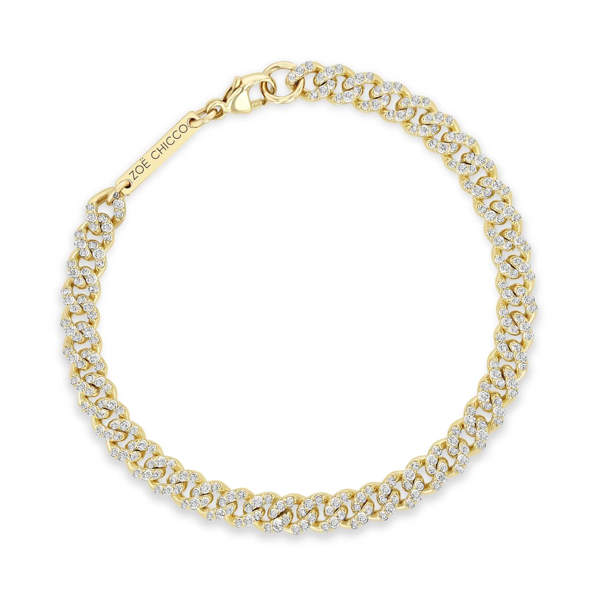 14k Full Pavé Diamond Medium Curb Chain Bracelet sold by Zoe Chicco product image thumbnail 4