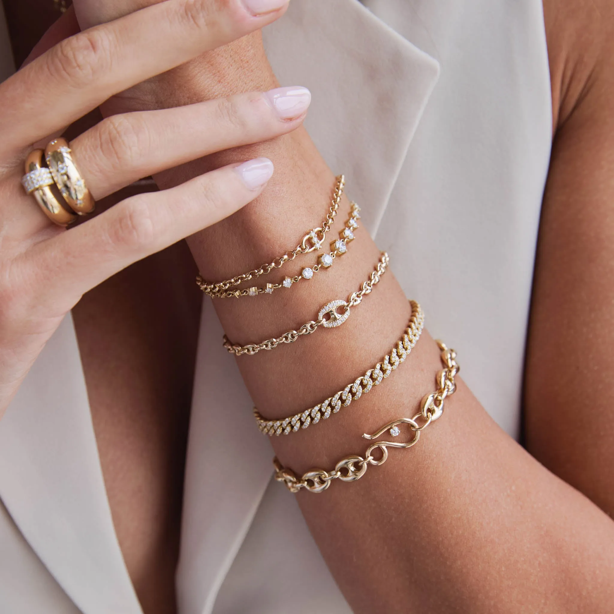 14k Full Pavé Diamond Medium Curb Chain Bracelet sold by Zoe Chicco product image thumbnail 2