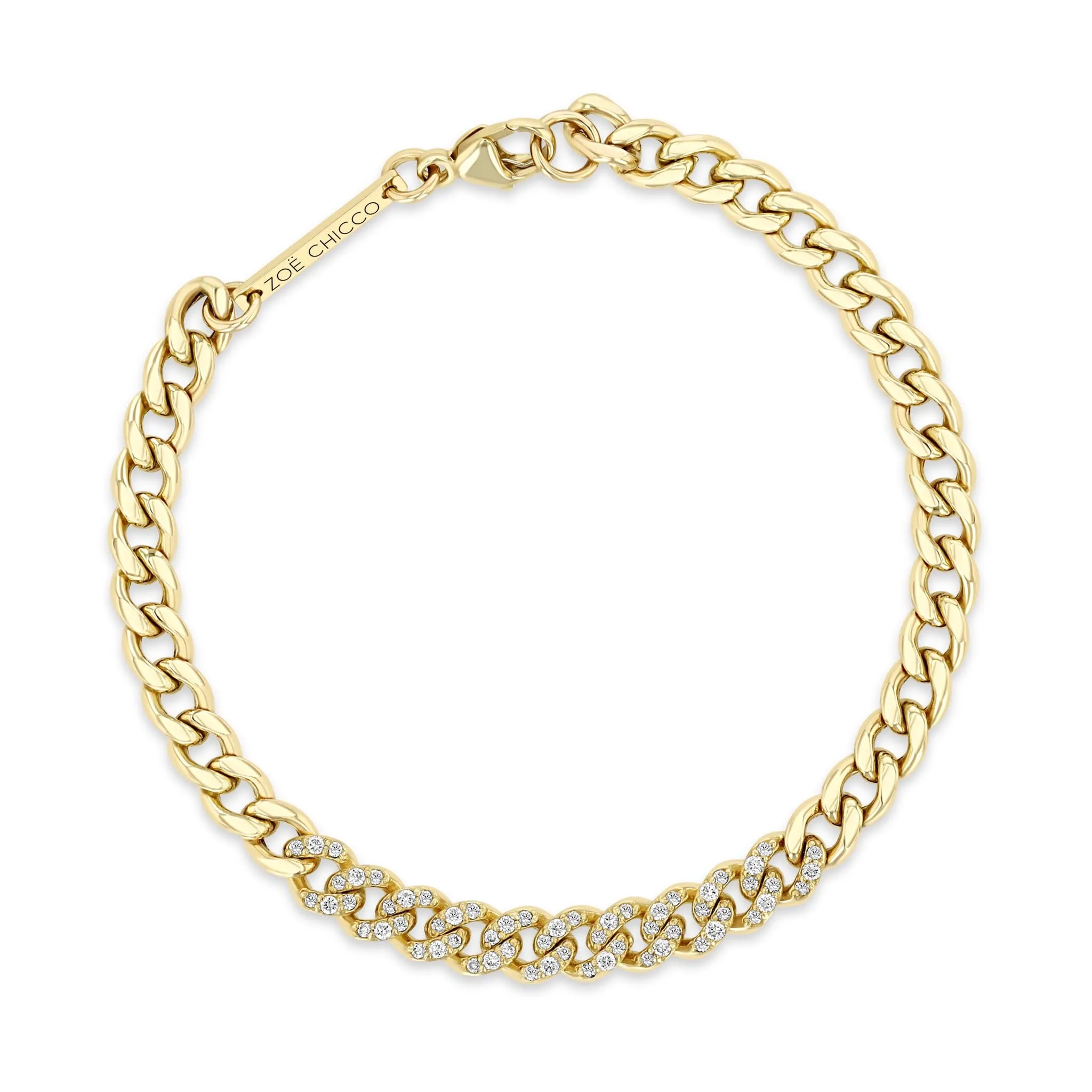 14k Pavé Diamond Segment Medium Curb Chain Bracelet sold by Zoe Chicco product image thumbnail 4