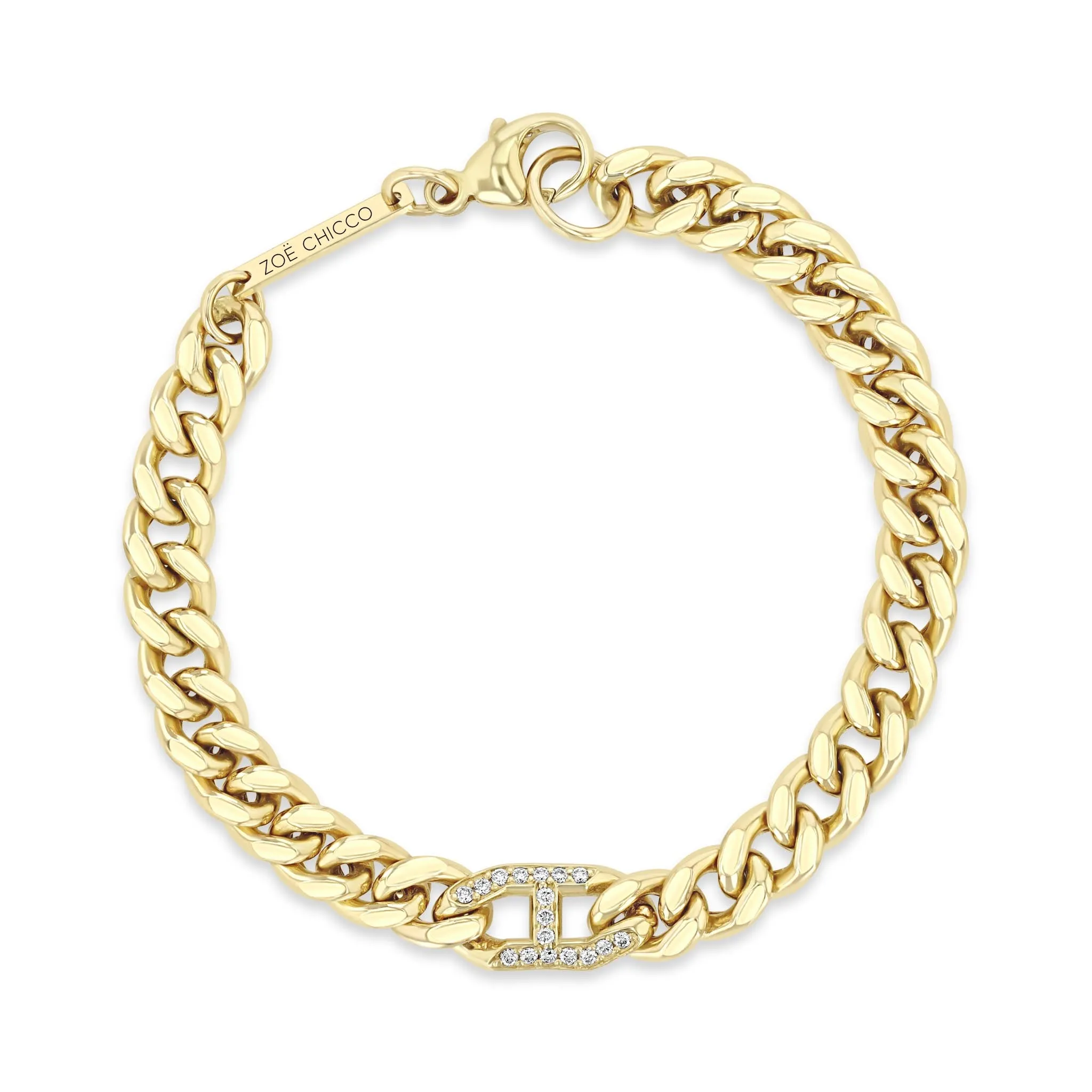 14k Pavé Diamond Mariner Link Large Curb Chain Bracelet sold by Zoe Chicco product image thumbnail 5