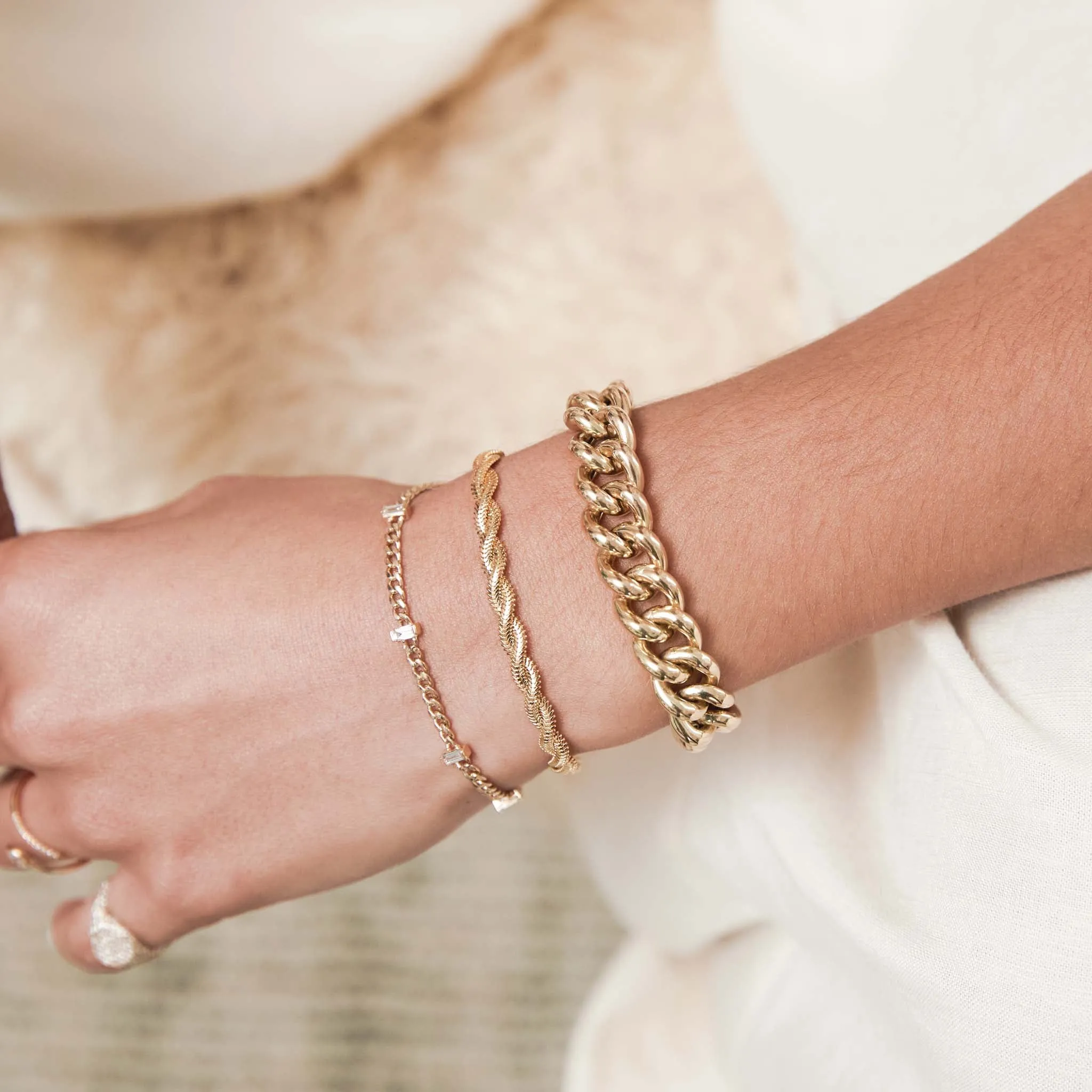 14k Gold Twisted Snake Chain Bracelet sold by Zoe Chicco product image thumbnail 3