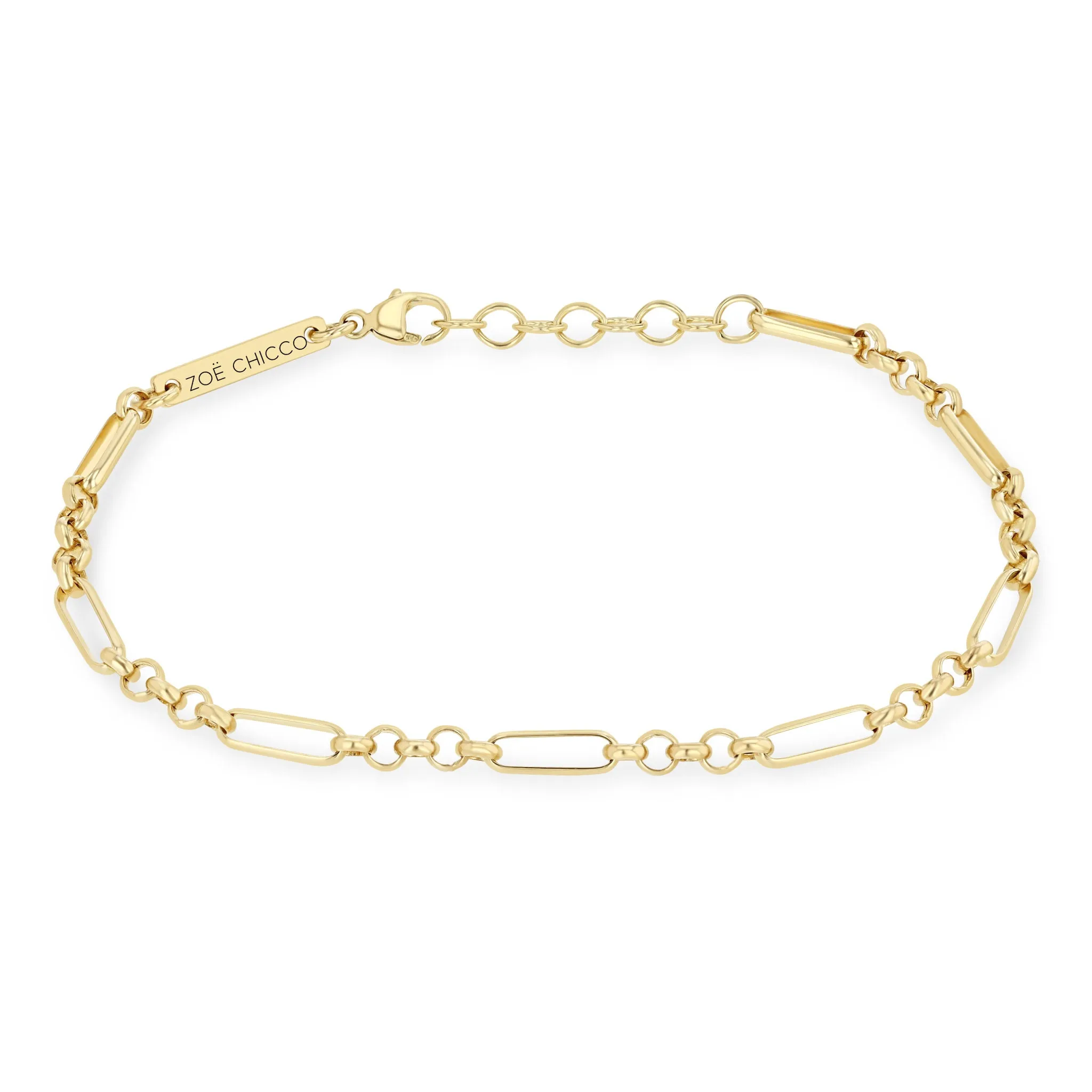 14k Gold Medium Paperclip Rolo Chain Bracelet sold by Zoe Chicco