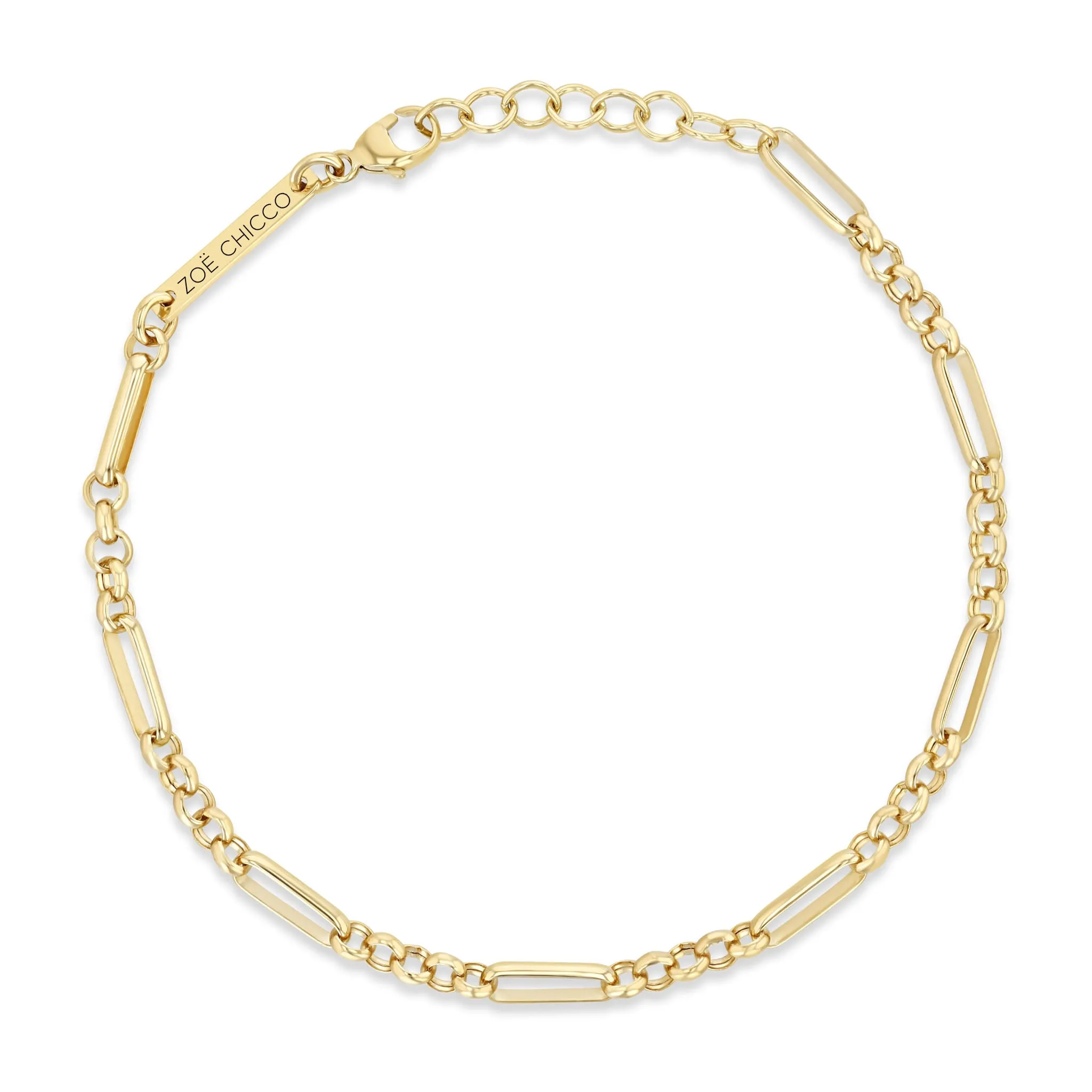14k Gold Medium Paperclip Rolo Chain Bracelet sold by Zoe Chicco product image thumbnail 2