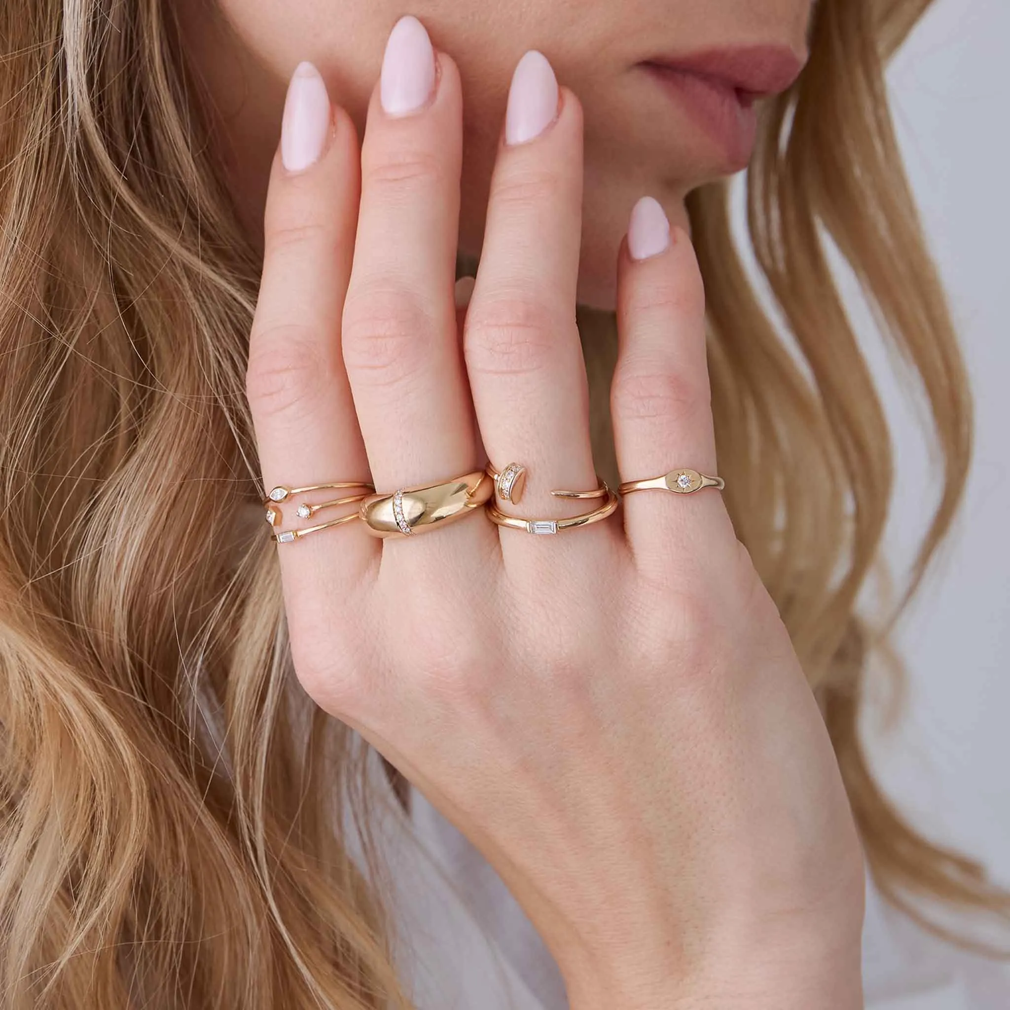 14k Pavé Diamond Line Small Aura Ring sold by Zoe Chicco product image thumbnail 3