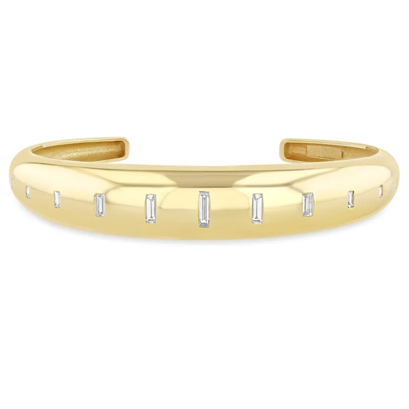 14k Graduating Vertical Baguette Diamonds Medium Aura Cuff sold by Zoe Chicco