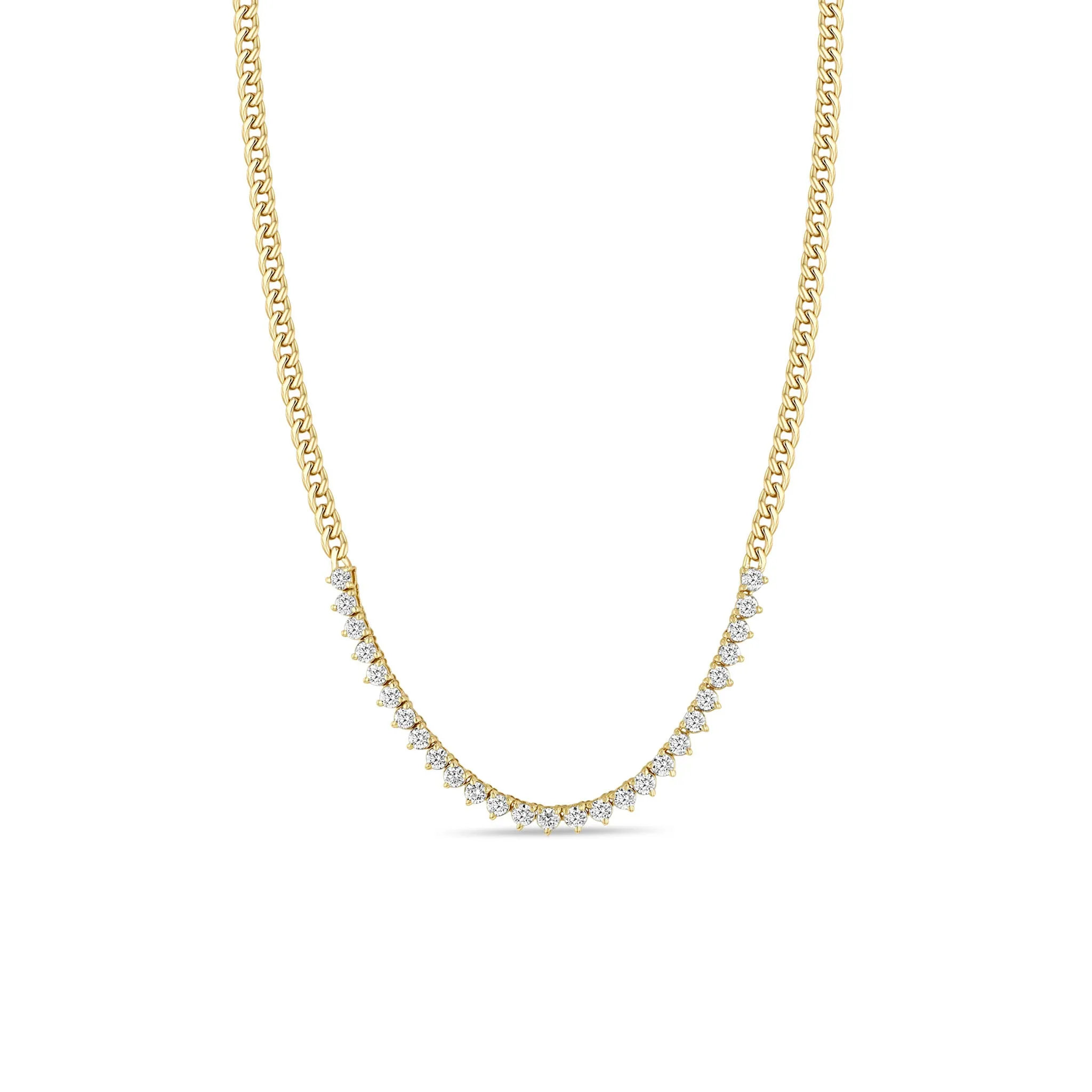 14k Diamond Tennis Segment Small Curb Chain Necklace sold by Zoe Chicco