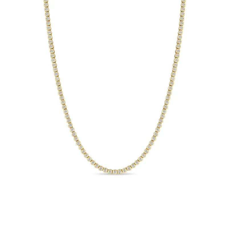 14k Small Diamond Bezel Tennis Necklace sold by Zoe Chicco
