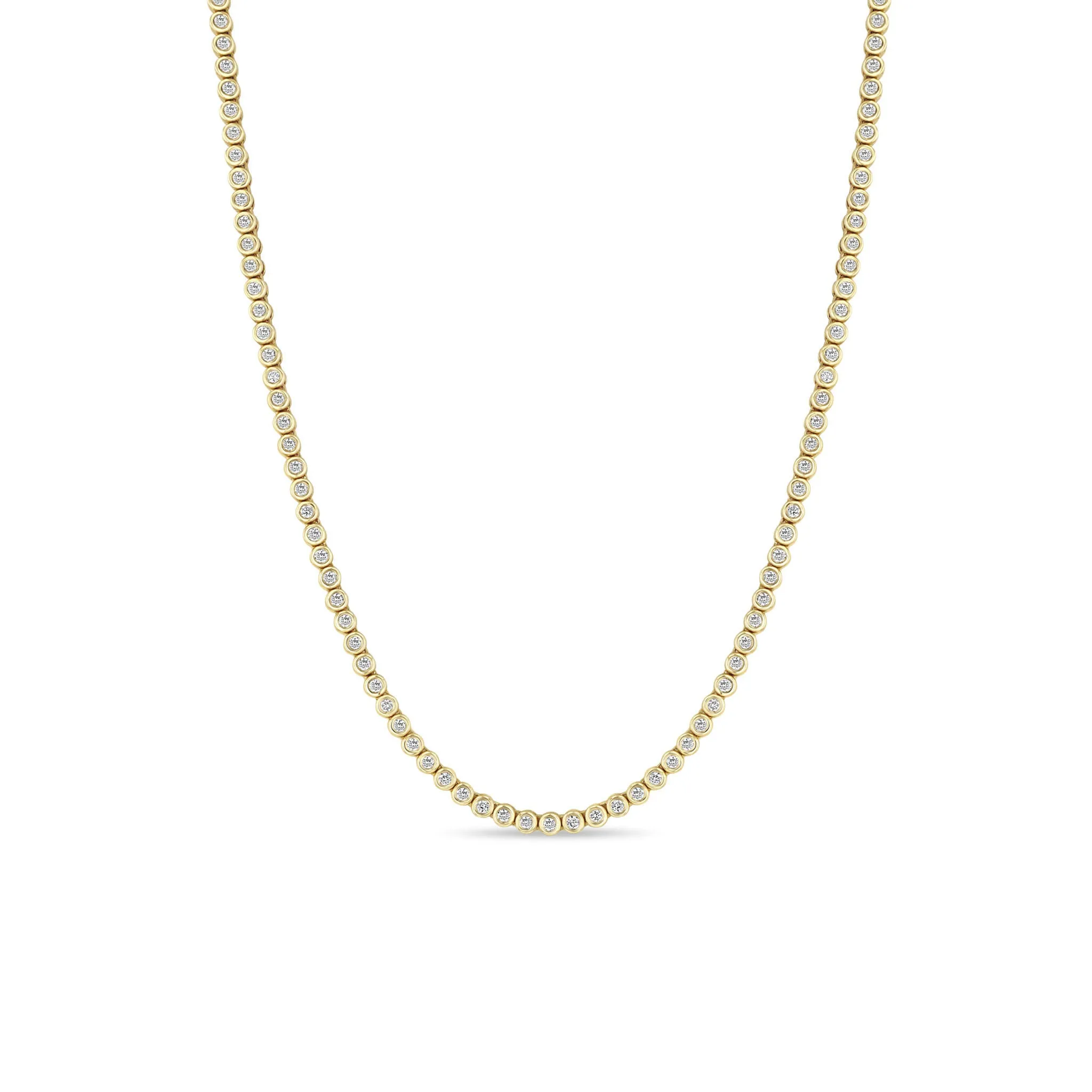 14k Small Diamond Bezel Tennis Necklace sold by Zoe Chicco