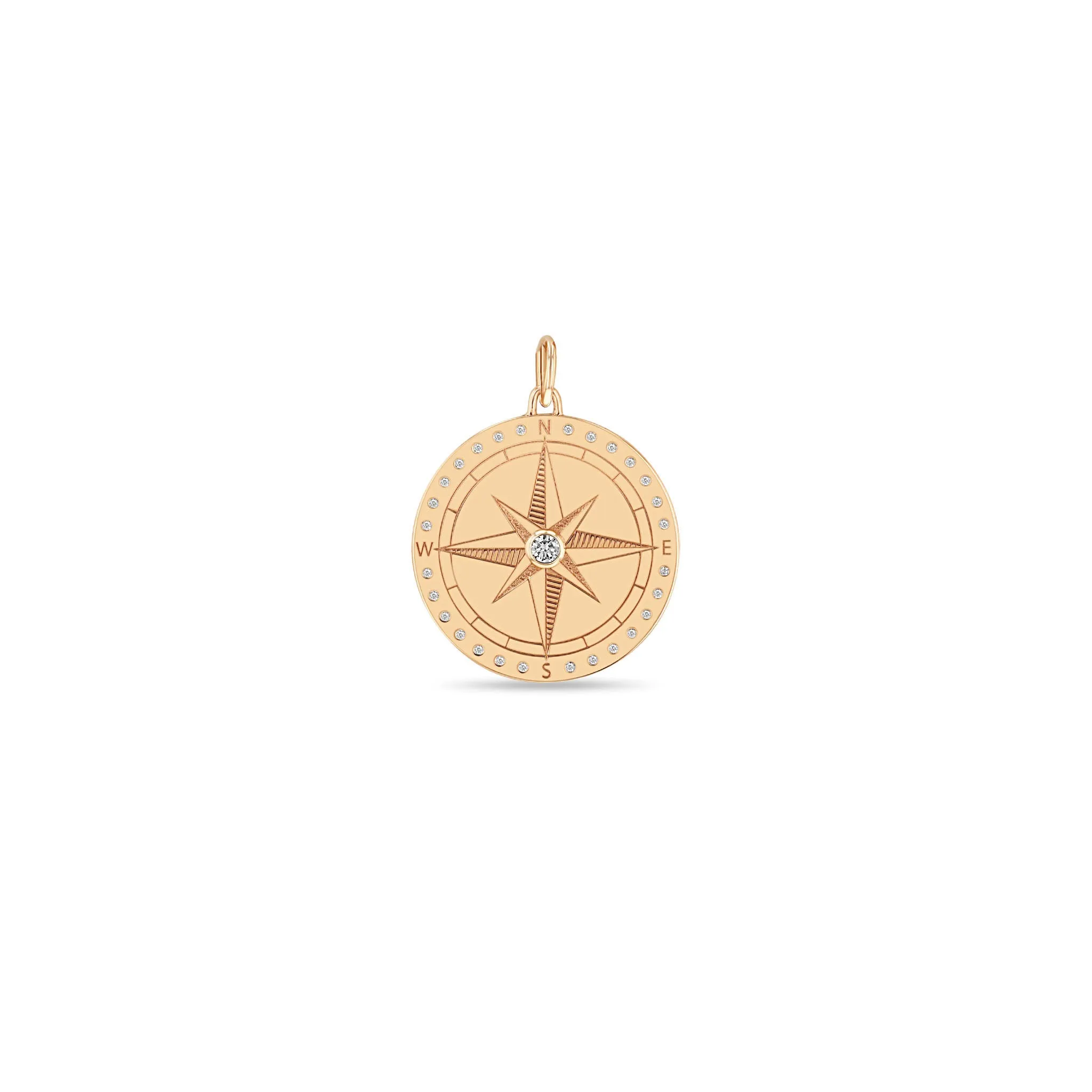 14k Single Large Compass Medallion Charm Pendant sold by Zoe Chicco product image thumbnail 4