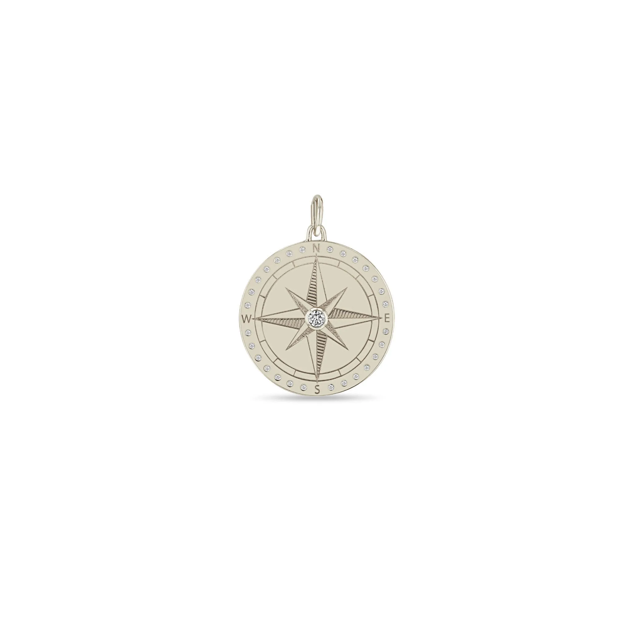 14k Single Large Compass Medallion Charm Pendant sold by Zoe Chicco product image thumbnail 5