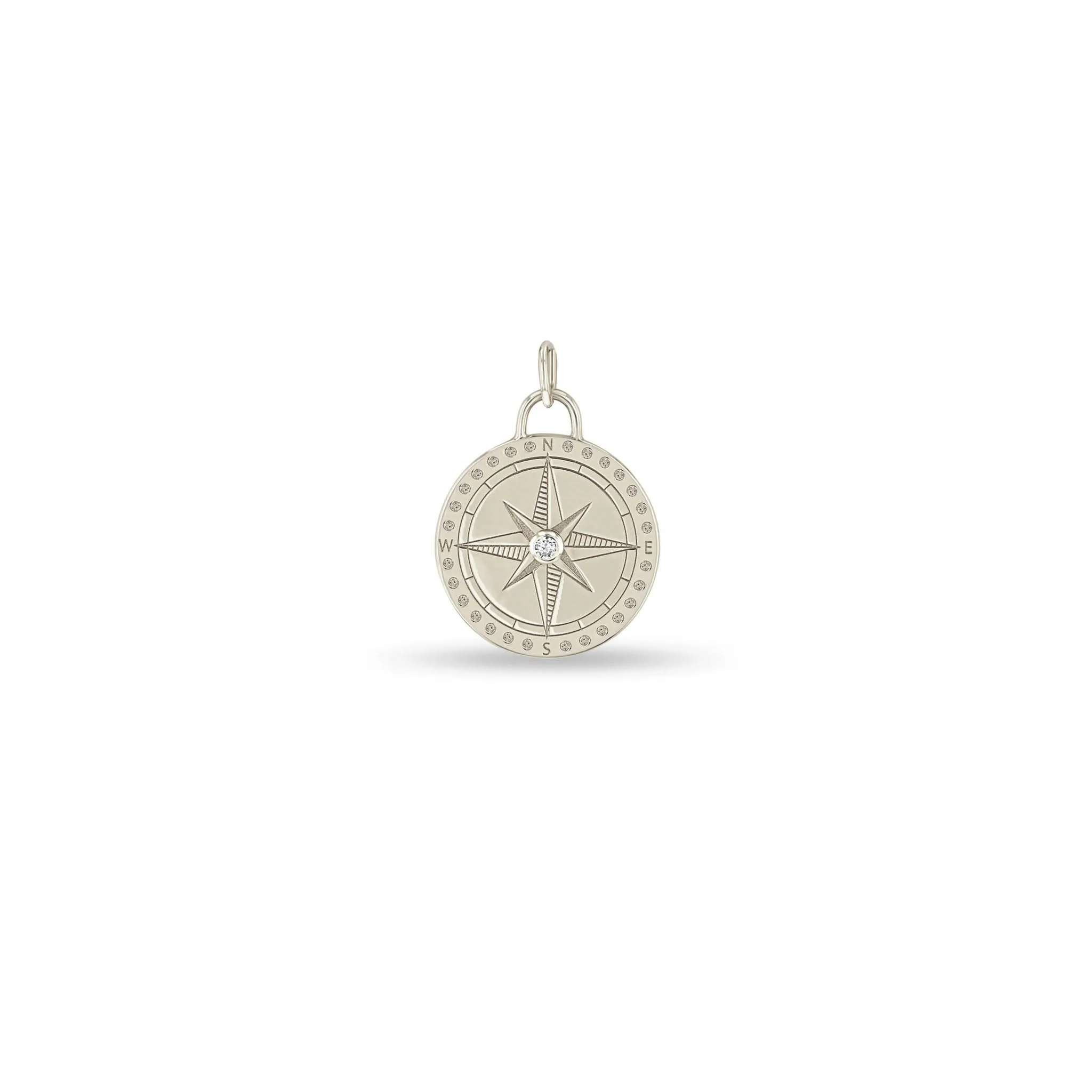 14k Single Medium Compass Medallion Charm Pendant sold by Zoe Chicco product image thumbnail 3