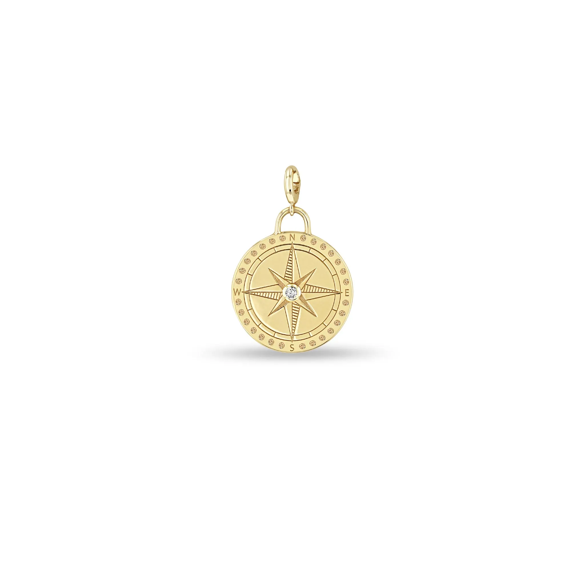 14k Single Medium Compass Medallion Charm Pendant sold by Zoe Chicco product image thumbnail 4