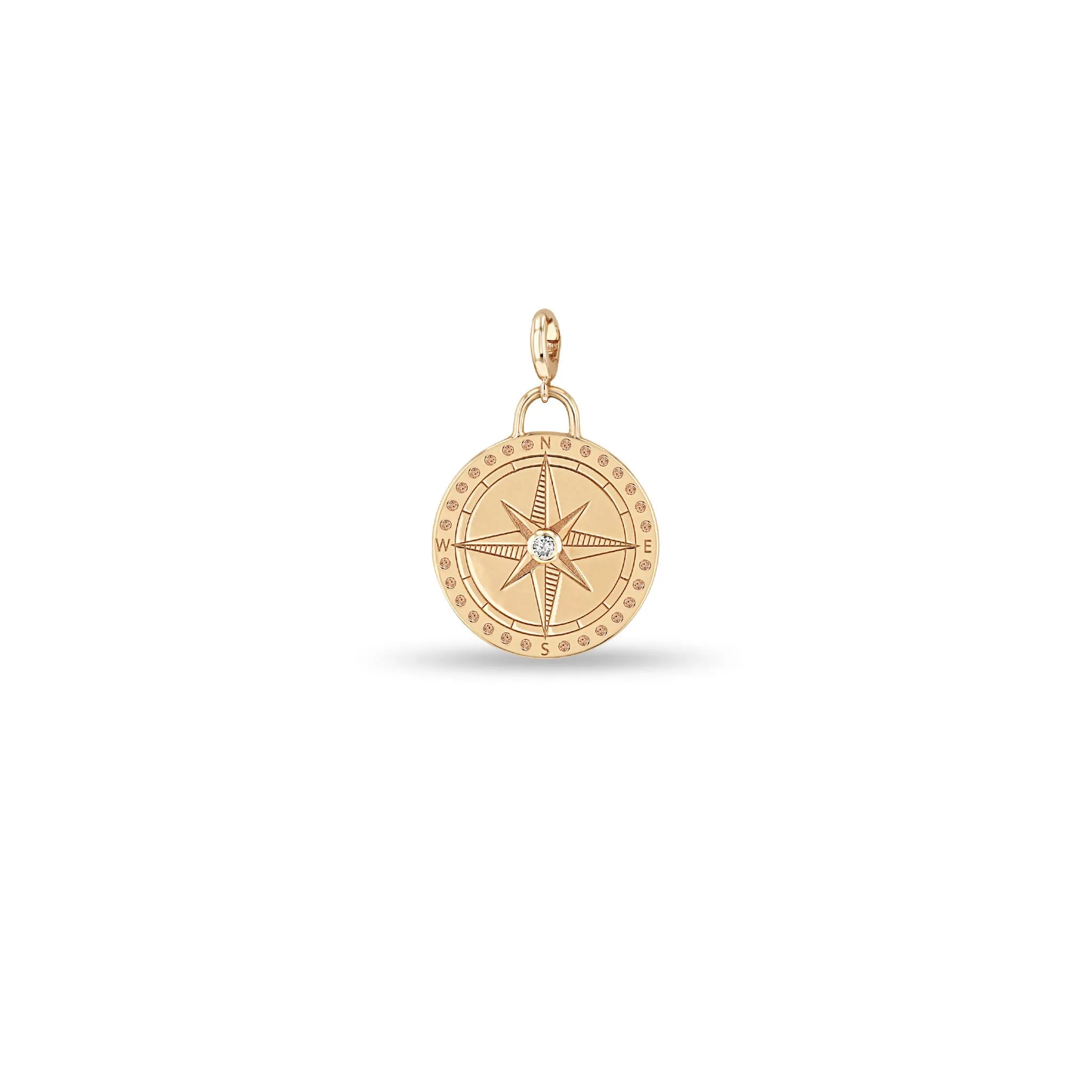 14k Single Medium Compass Medallion Charm Pendant sold by Zoe Chicco product image thumbnail 5
