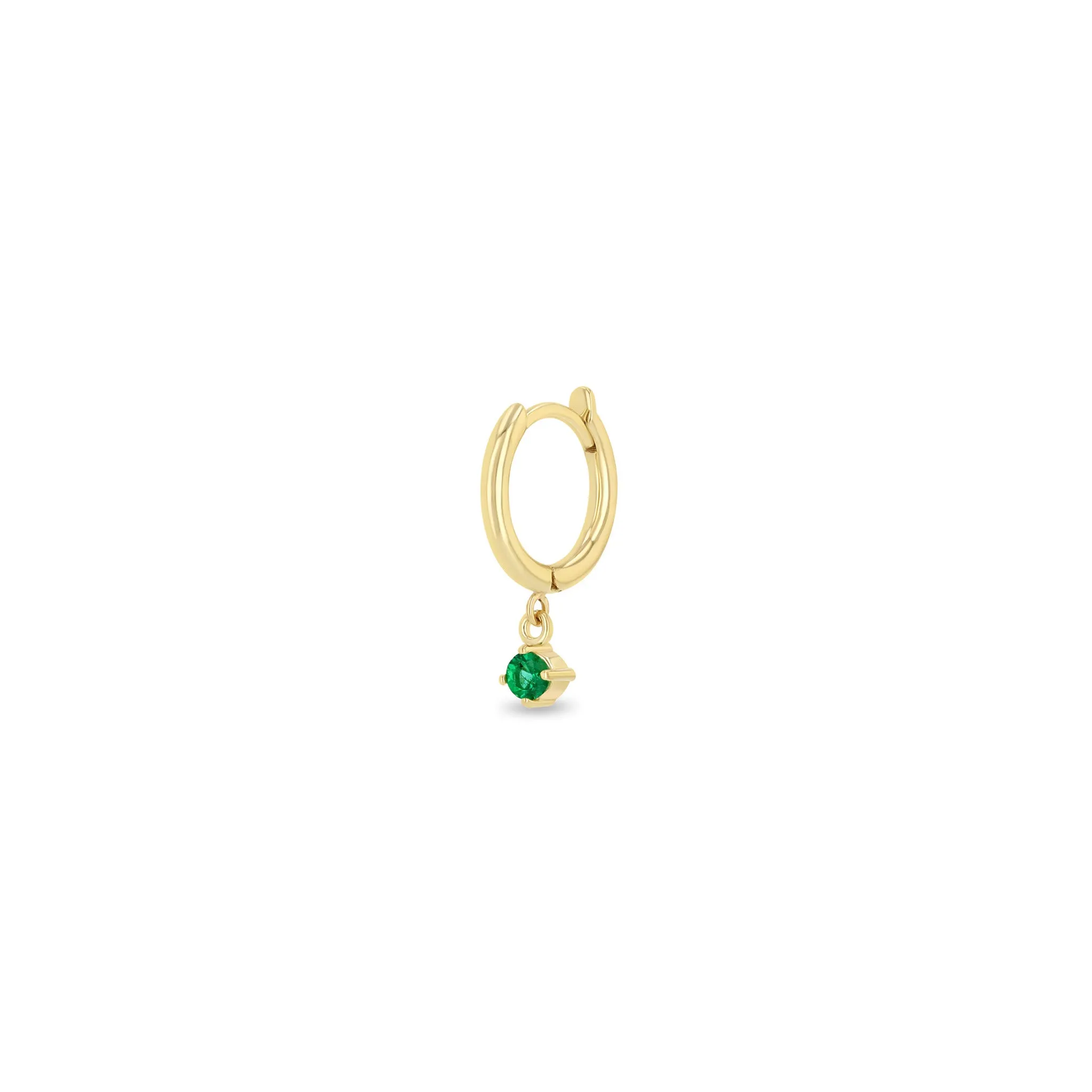 14k Dangling Emerald Small Hinge Huggie Hoops sold by Zoe Chicco product image thumbnail 2