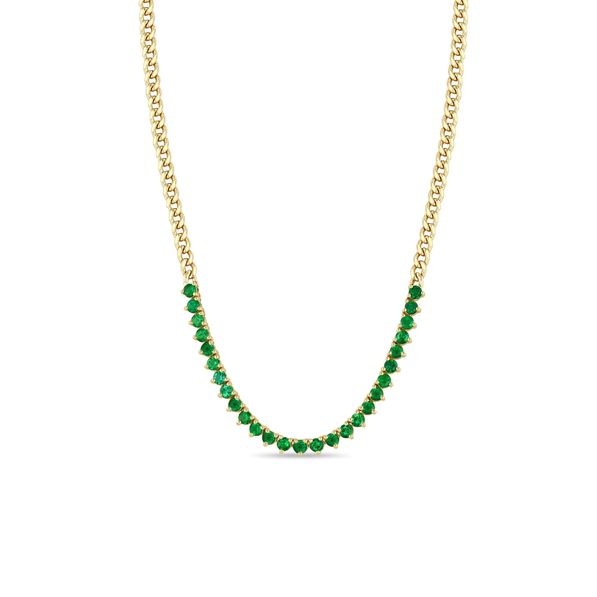 14k Emerald Tennis Segment Small Curb Chain Necklace sold by Zoe Chicco