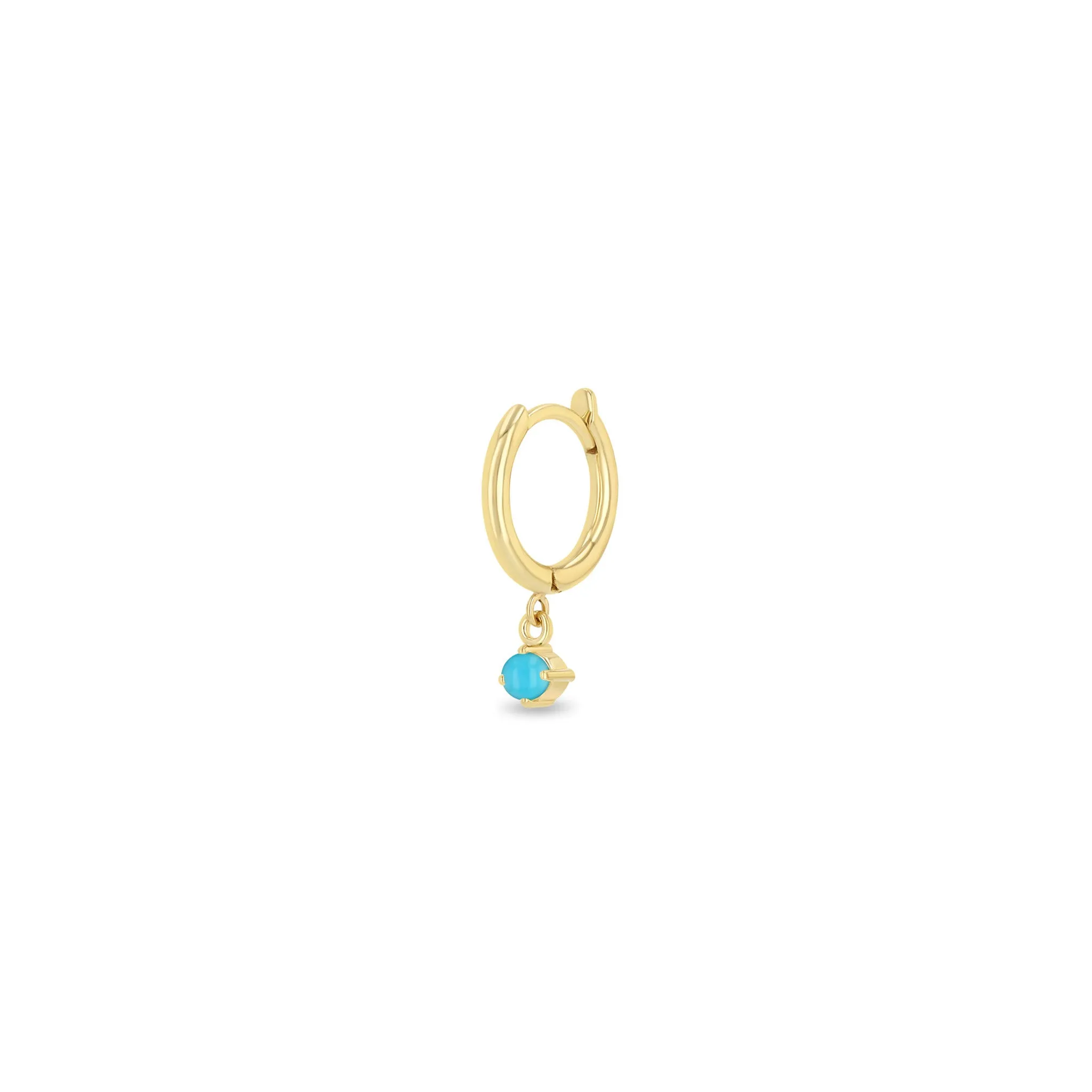 14k Dangling Turquoise Small Hinge Huggie Hoops sold by Zoe Chicco product image thumbnail 2