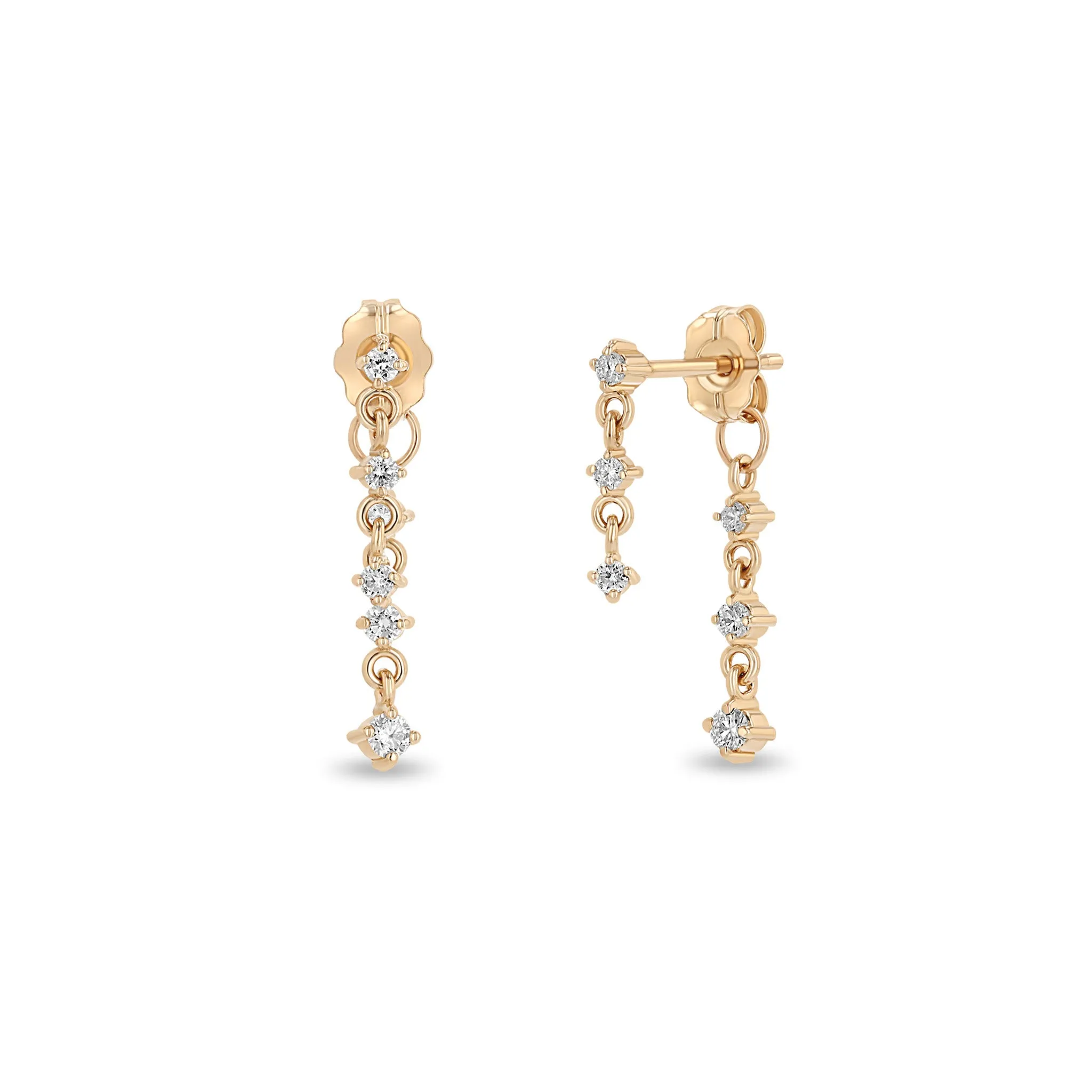 14k Mixed Prong Diamond Double Drop Earrings sold by Zoe Chicco product image thumbnail 3