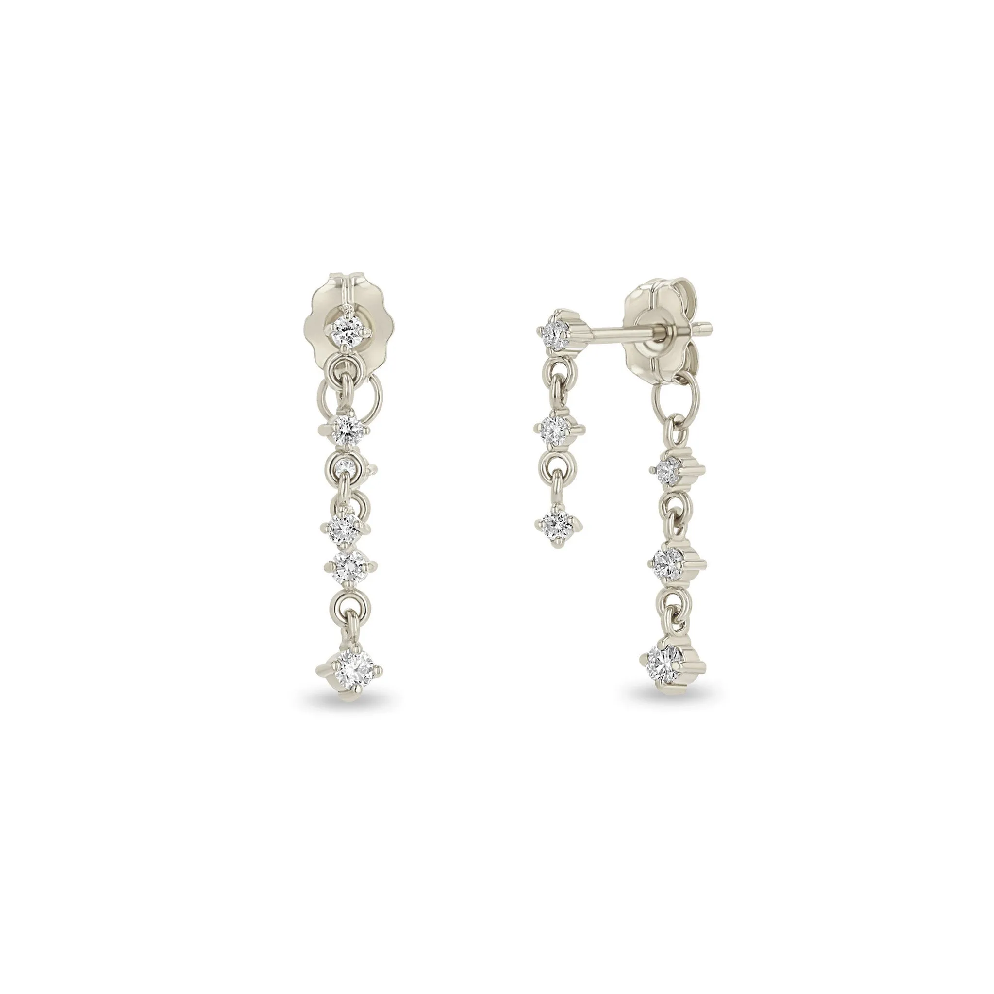 14k Mixed Prong Diamond Double Drop Earrings sold by Zoe Chicco product image thumbnail 4