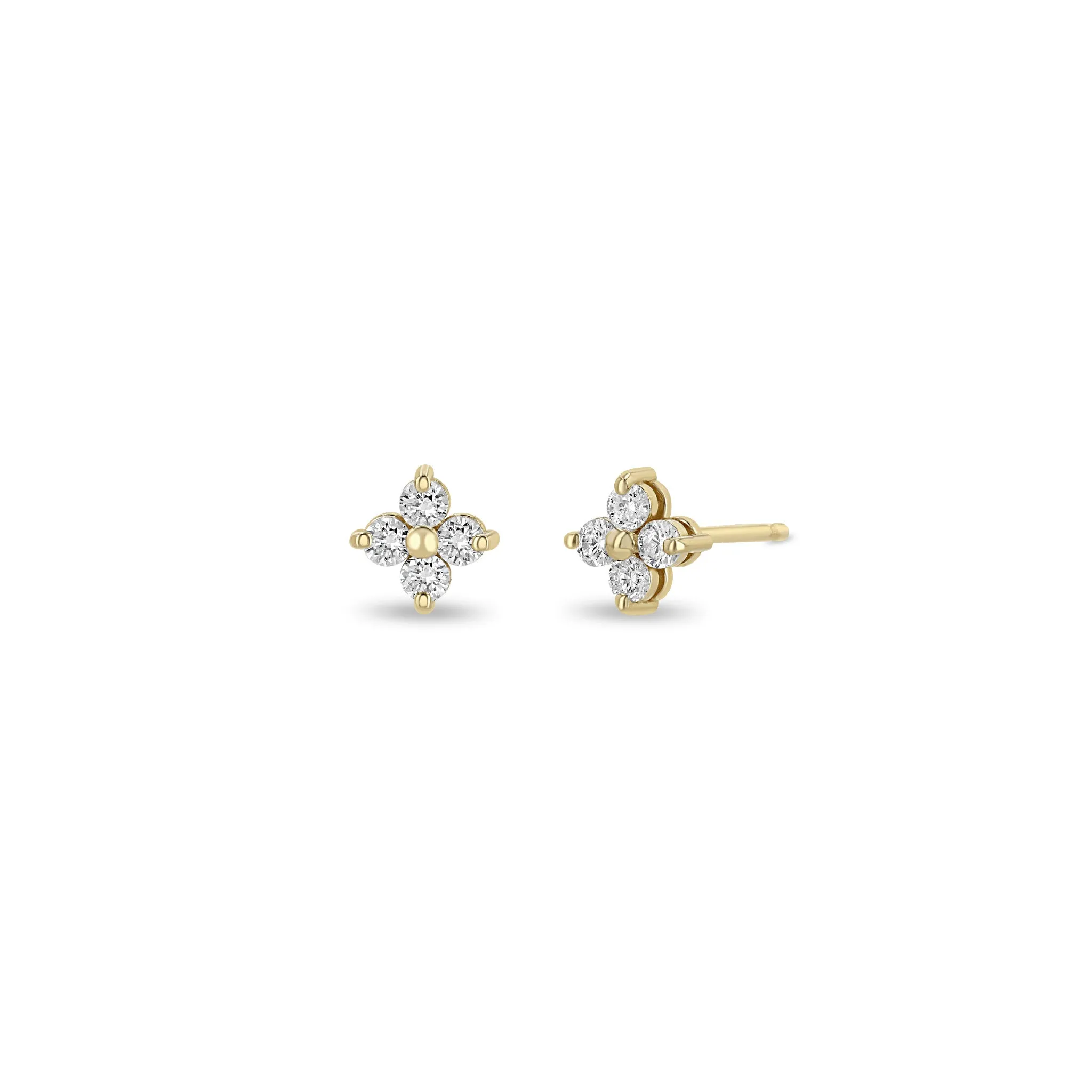 14k Prong Diamond Quad Studs sold by Zoe Chicco