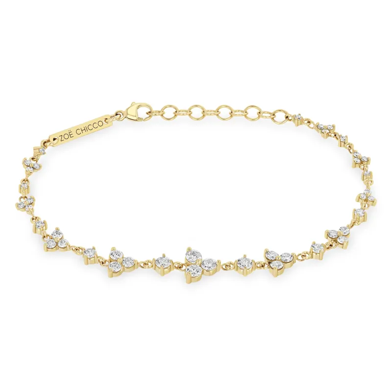 14k Alternating Graduated Prong Diamond & Diamond Trio Bracelet sold by Zoe Chicco
