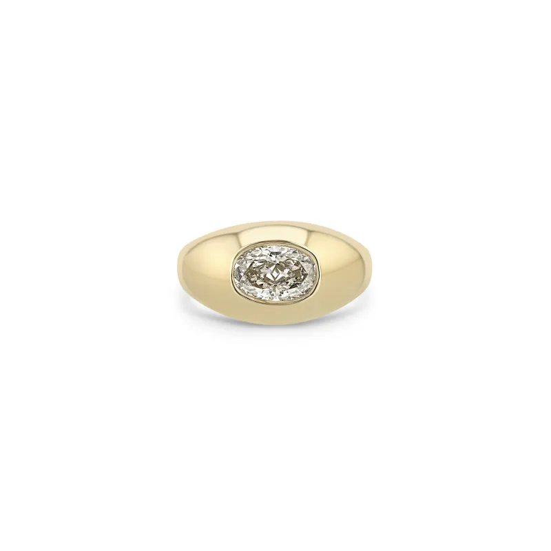 1.21 ctw Champagne Oval Diamond Signet Ring sold by Zoe Chicco