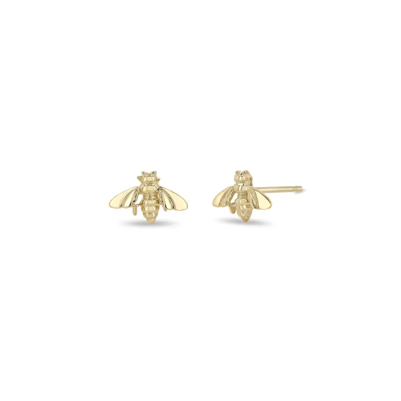 14k Gold Bee Studs sold by Zoe Chicco