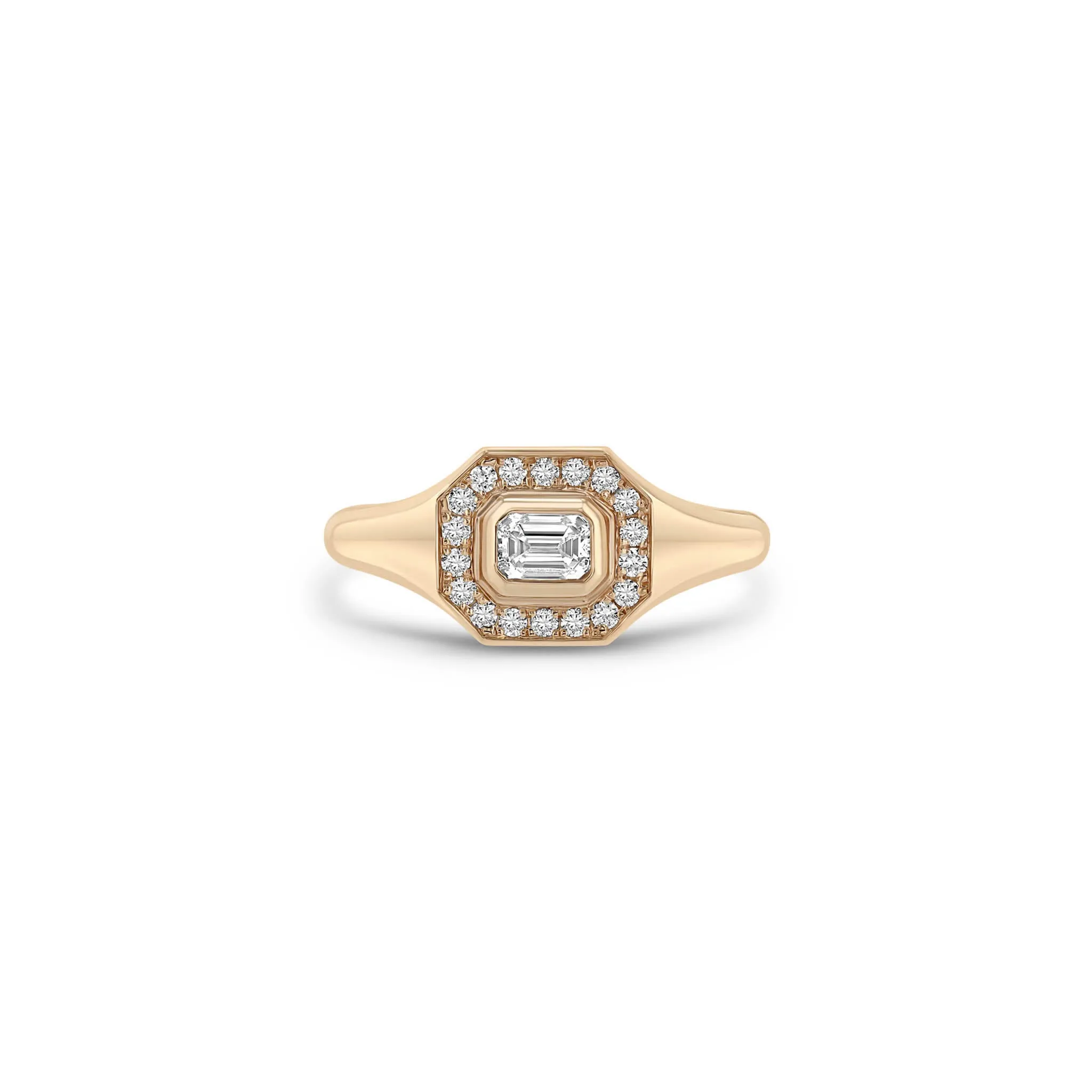 14k Emerald Cut Diamond Halo Signet Ring sold by Zoe Chicco product image thumbnail 2