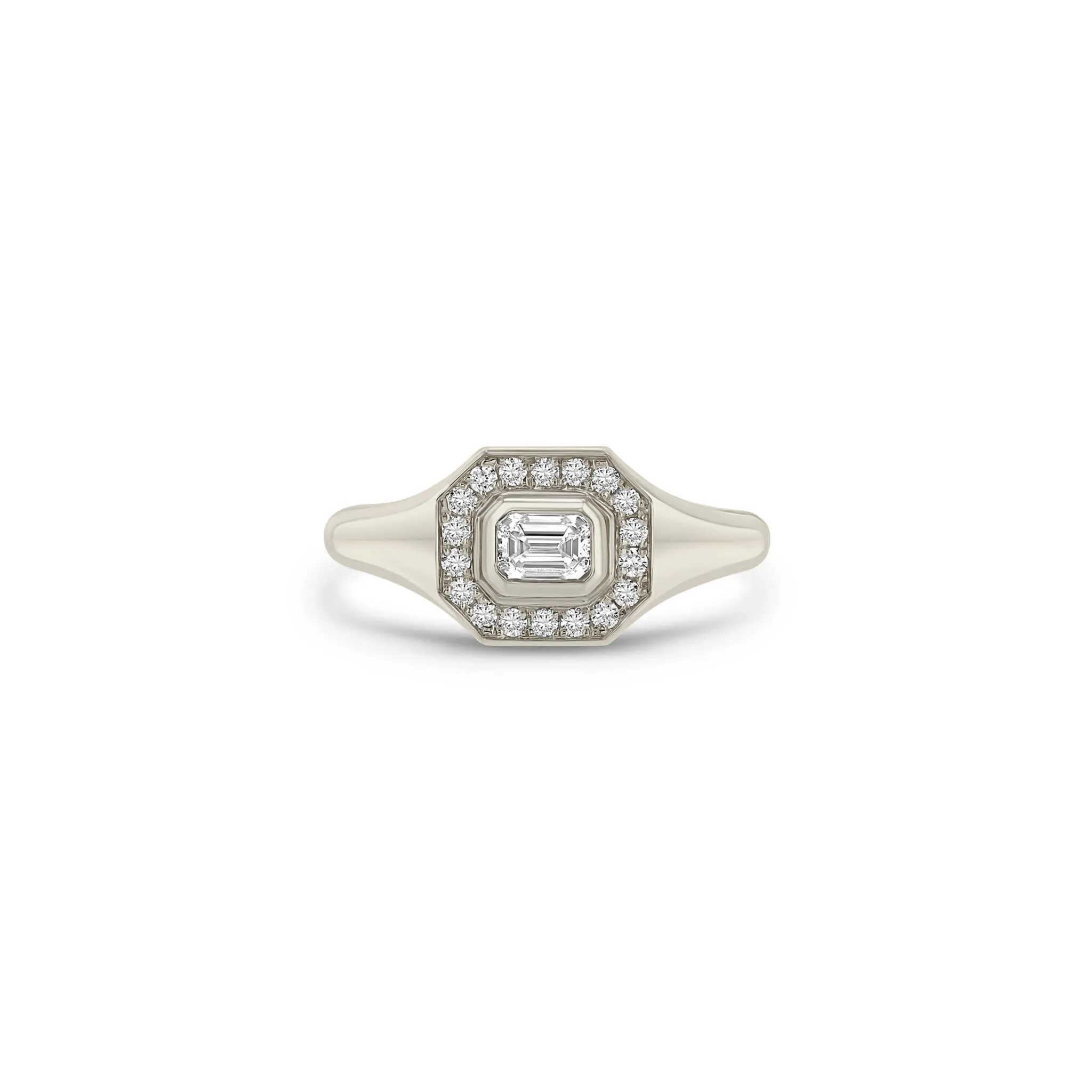 14k Emerald Cut Diamond Halo Signet Ring sold by Zoe Chicco product image thumbnail 3