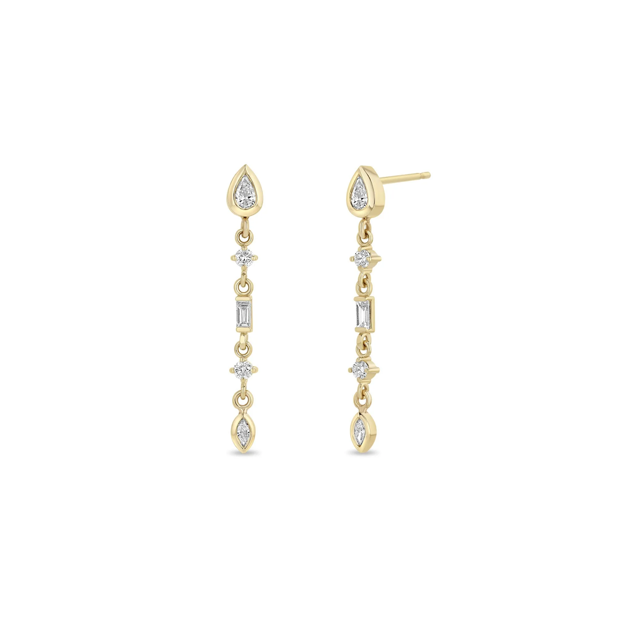 14k Linked Mixed Diamond Medium Drop Earrings sold by Zoe Chicco