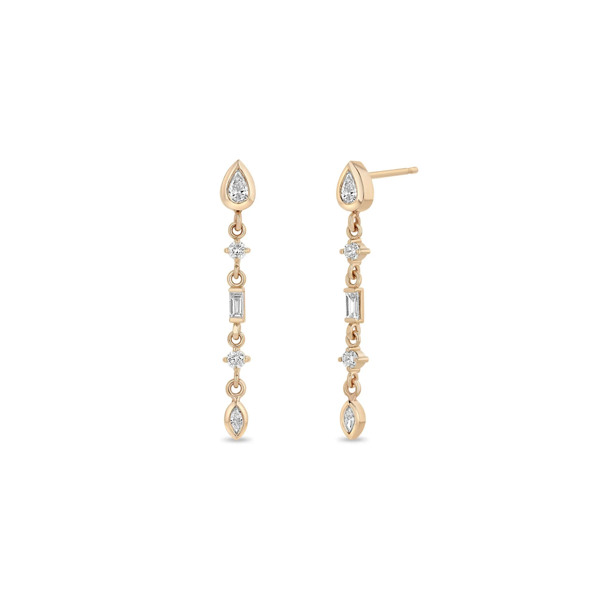 14k Linked Mixed Diamond Medium Drop Earrings sold by Zoe Chicco product image thumbnail 3