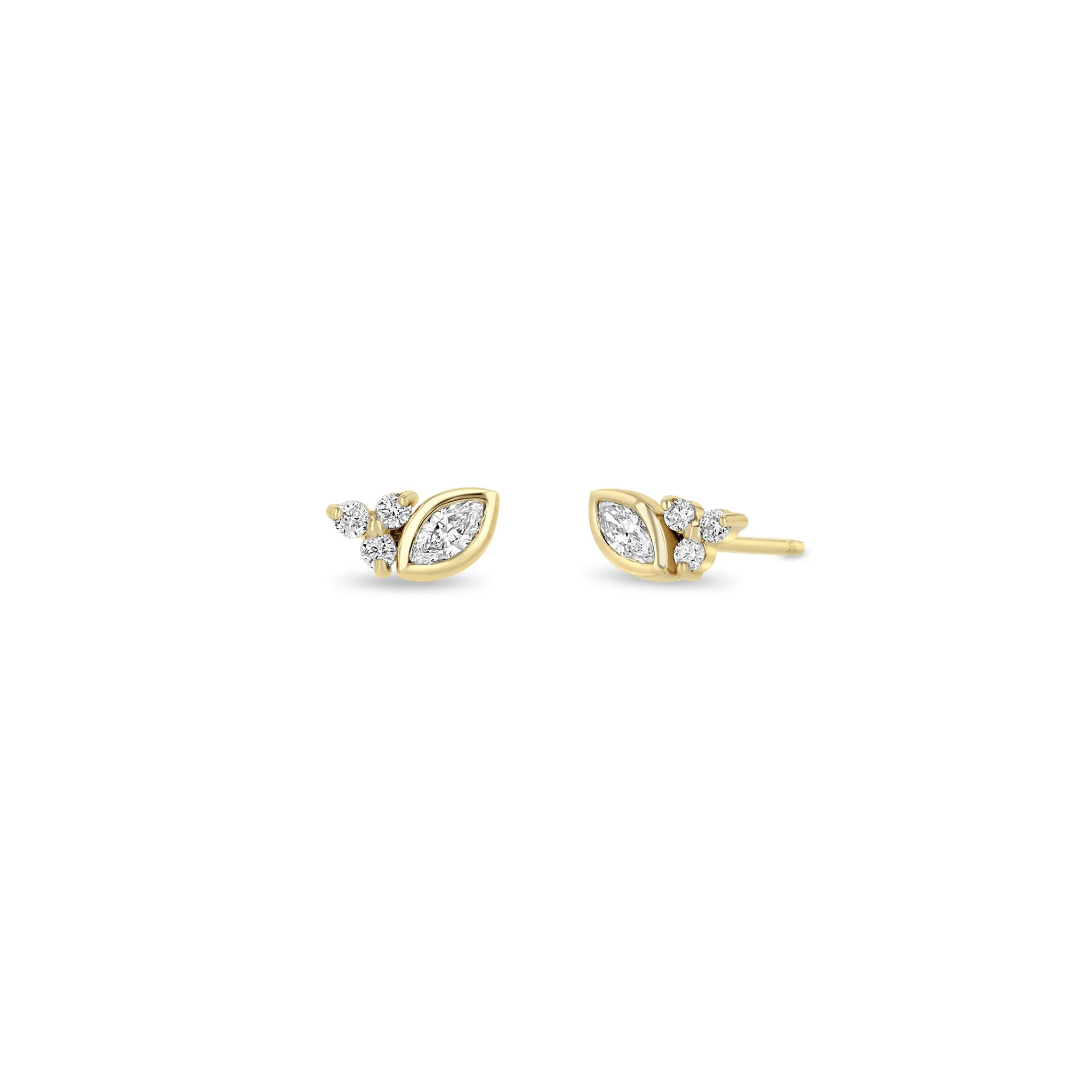14k Marquise & Prong Diamond Trio Studs sold by Zoe Chicco