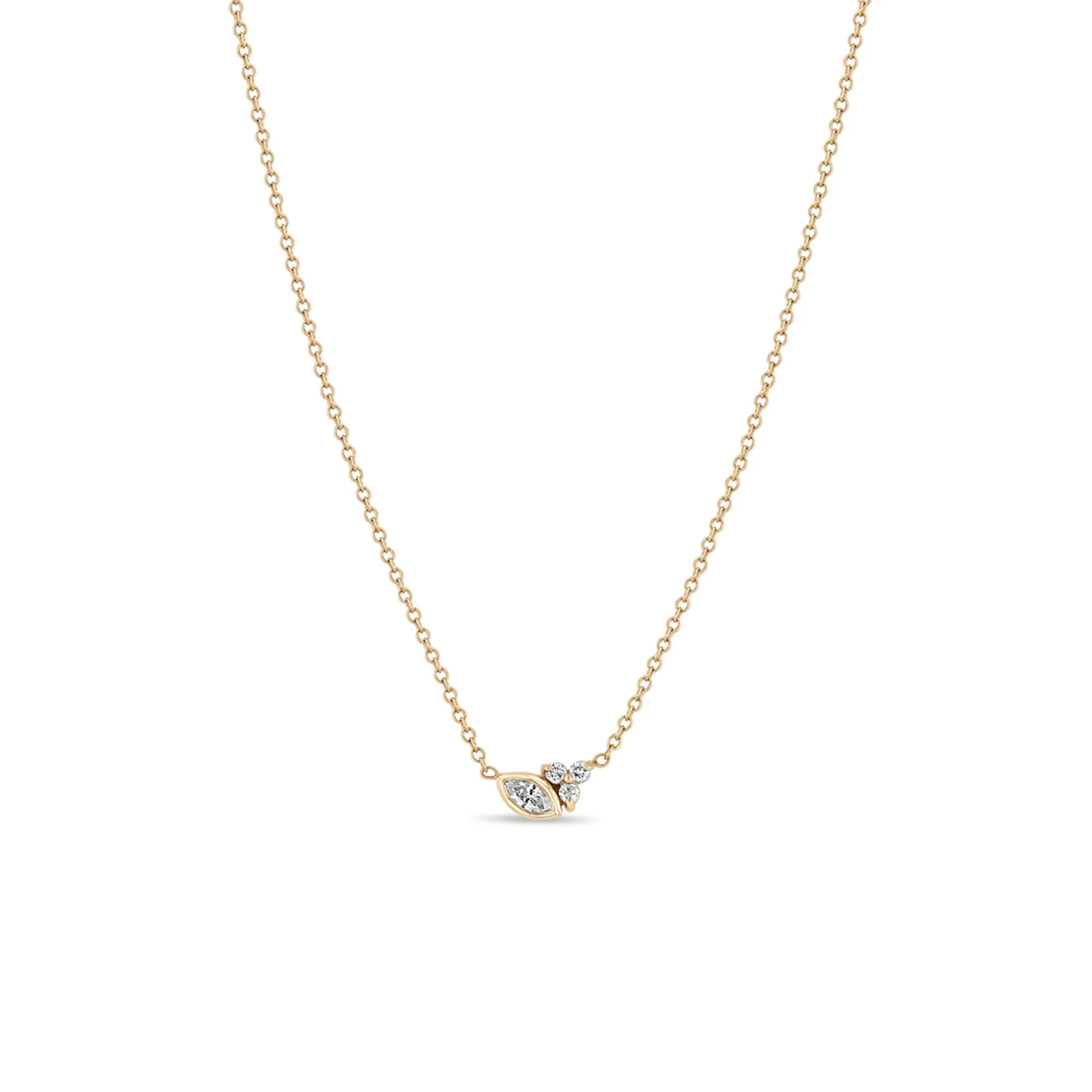 14k Marquise & Prong Diamond Trio Necklace sold by Zoe Chicco product image thumbnail 2