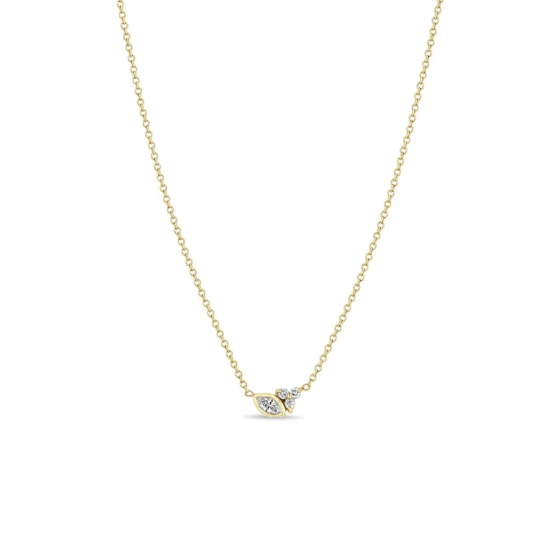 14k Marquise & Prong Diamond Trio Necklace sold by Zoe Chicco