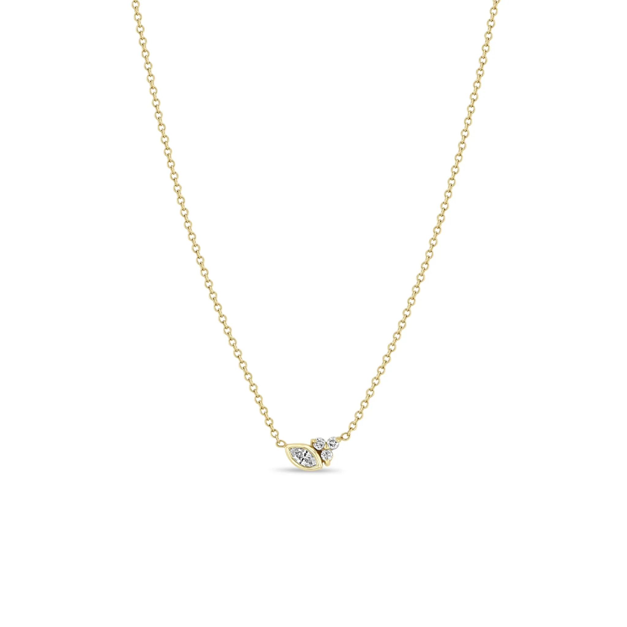 14k Marquise & Prong Diamond Trio Necklace sold by Zoe Chicco
