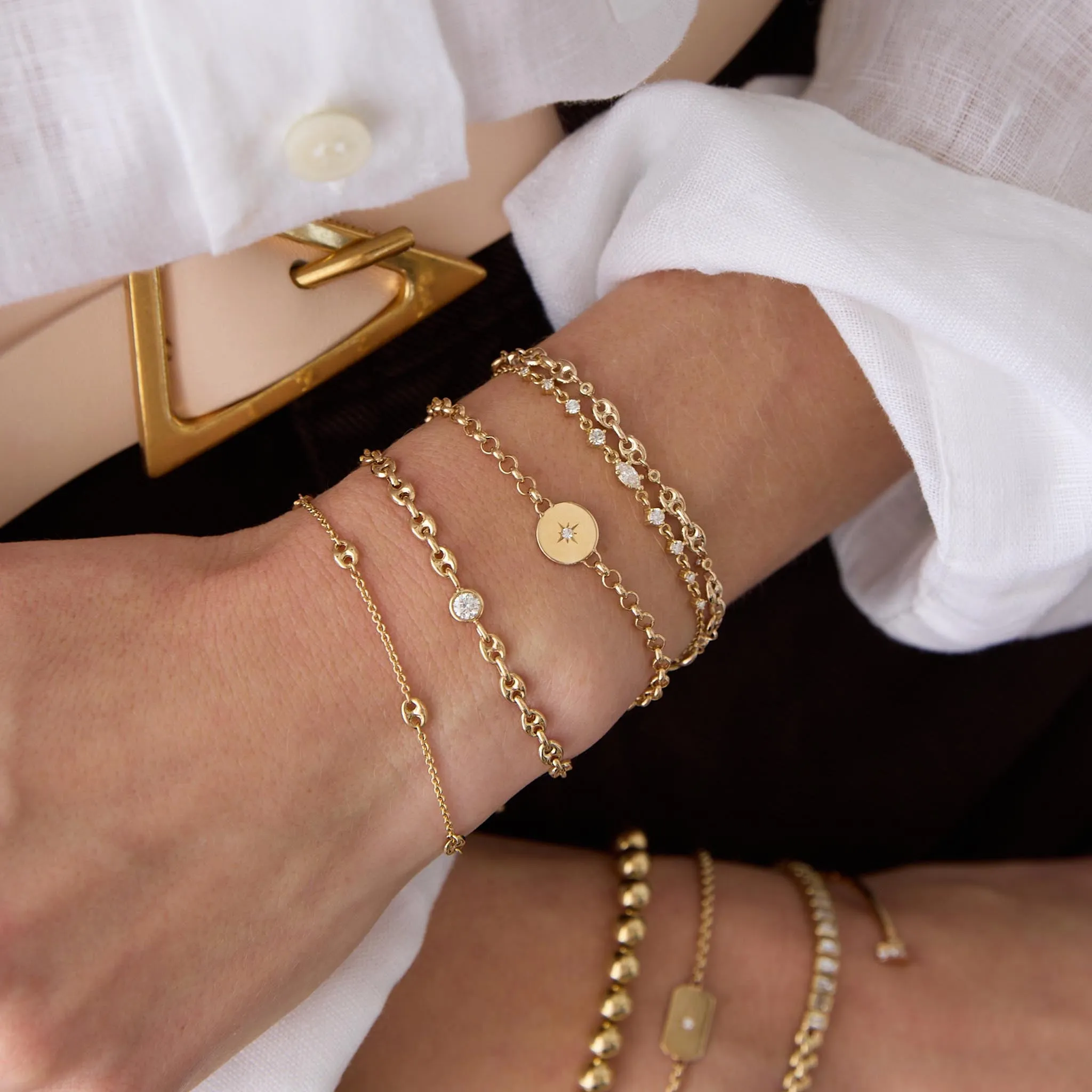 14k Marquise & Graduated Round Diamond Bolo Bracelet sold by Zoe Chicco product image thumbnail 2