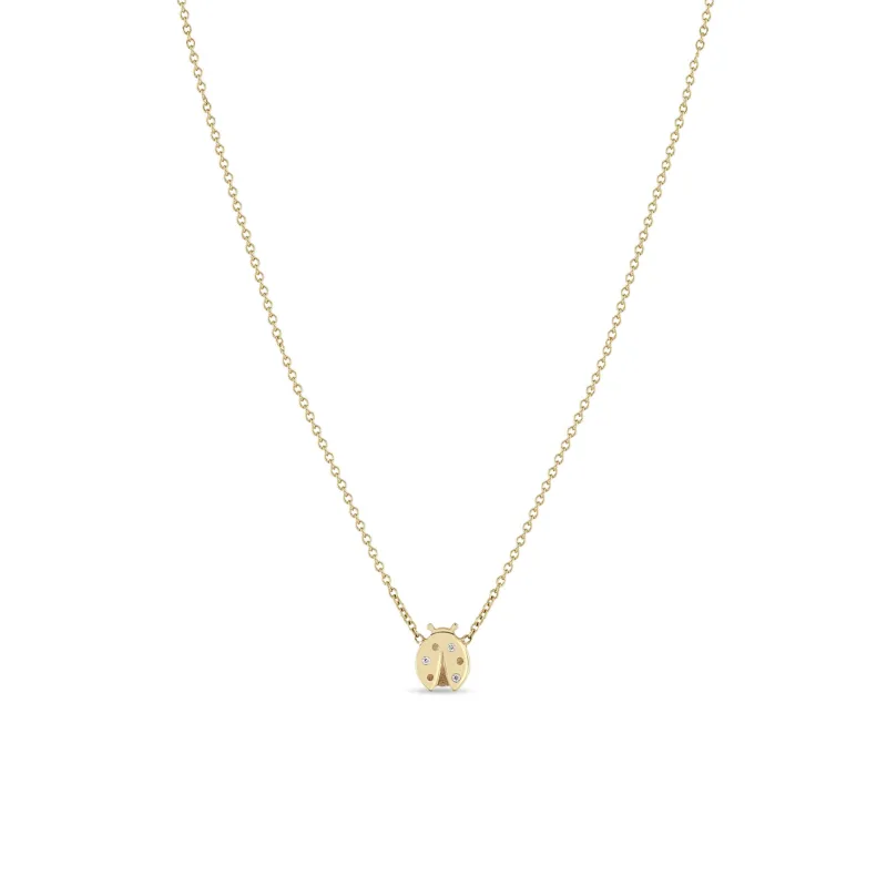 14k Midi Bitty Diamond Ladybug Necklace sold by Zoe Chicco