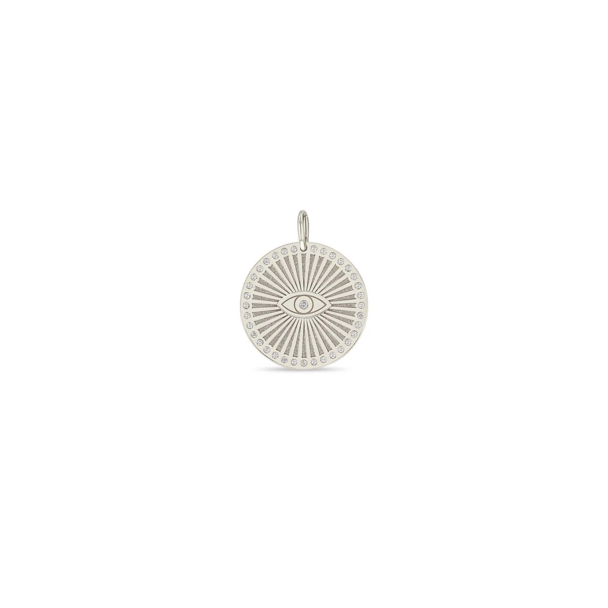 14k Single Diamond Evil Eye Medium Sunbeam Medallion Charm sold by Zoe Chicco product image thumbnail 5
