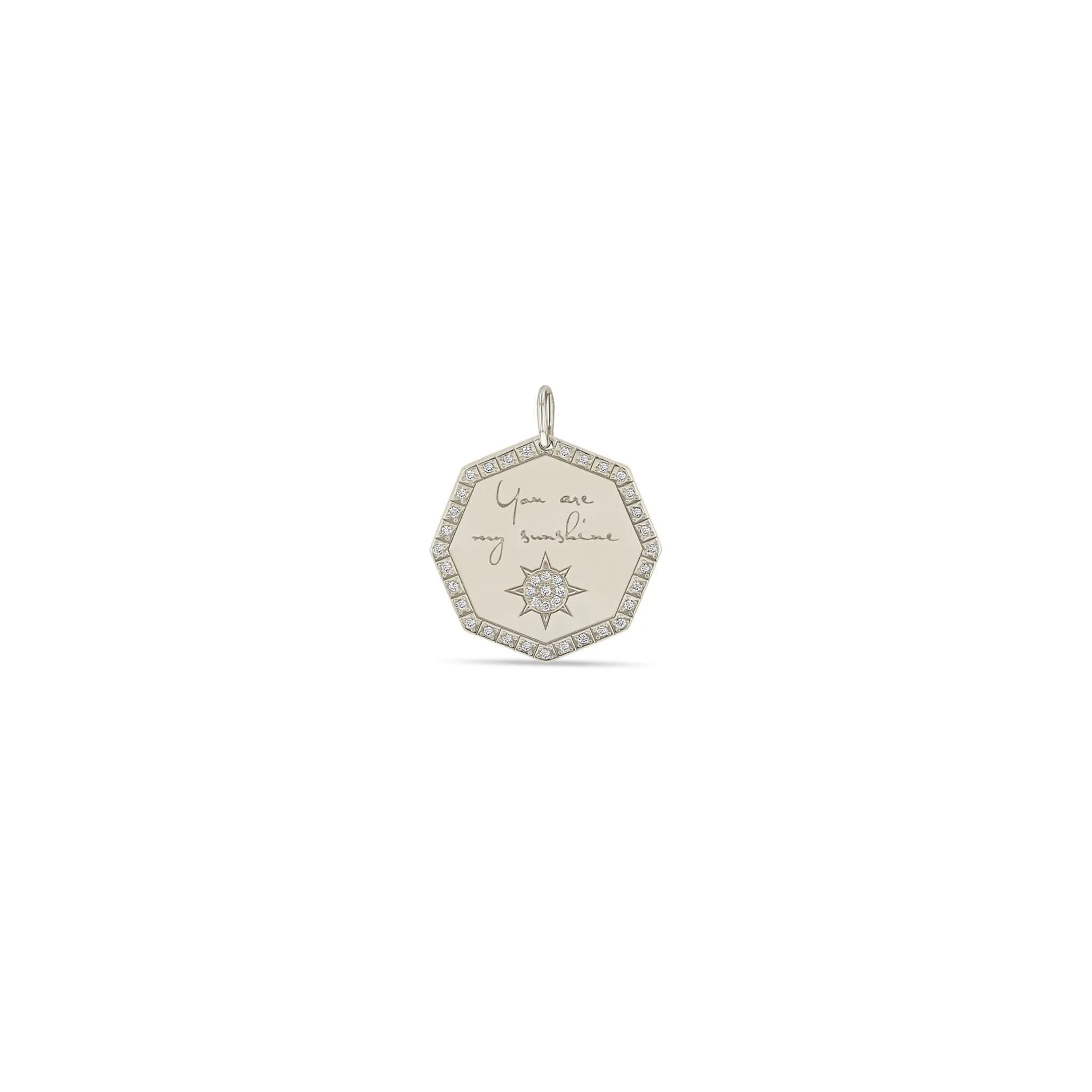 14k Single Medium "You are my sunshine" Octagon Mantra Charm Pendant sold by Zoe Chicco product image thumbnail 5