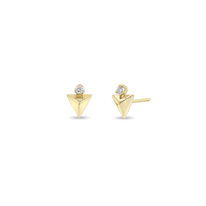 14k Diamond & Triangle Pyramid Studs sold by Zoe Chicco