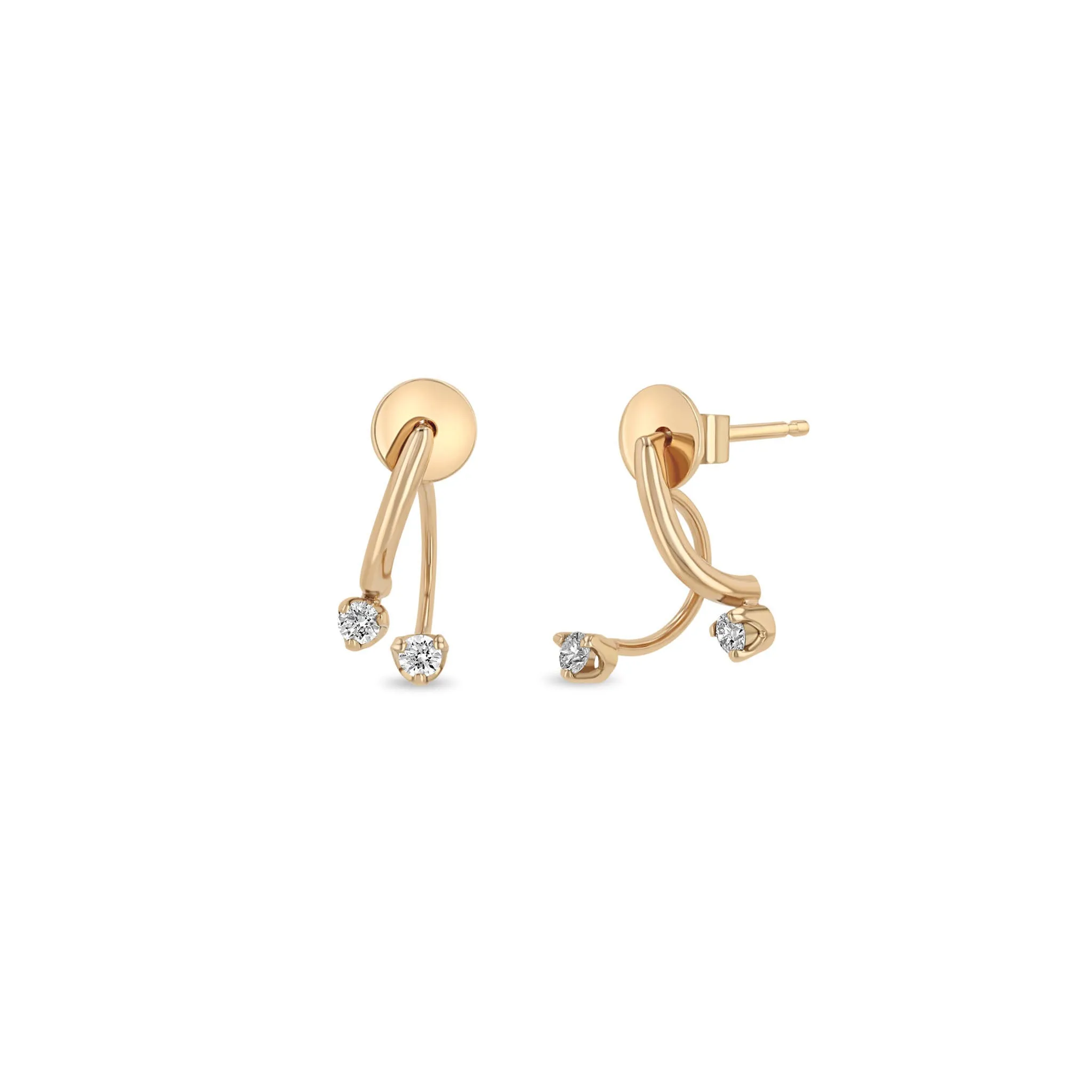 14k Prong Diamond Curved Bar Drop & Jacket Earrings sold by Zoe Chicco product image thumbnail 3