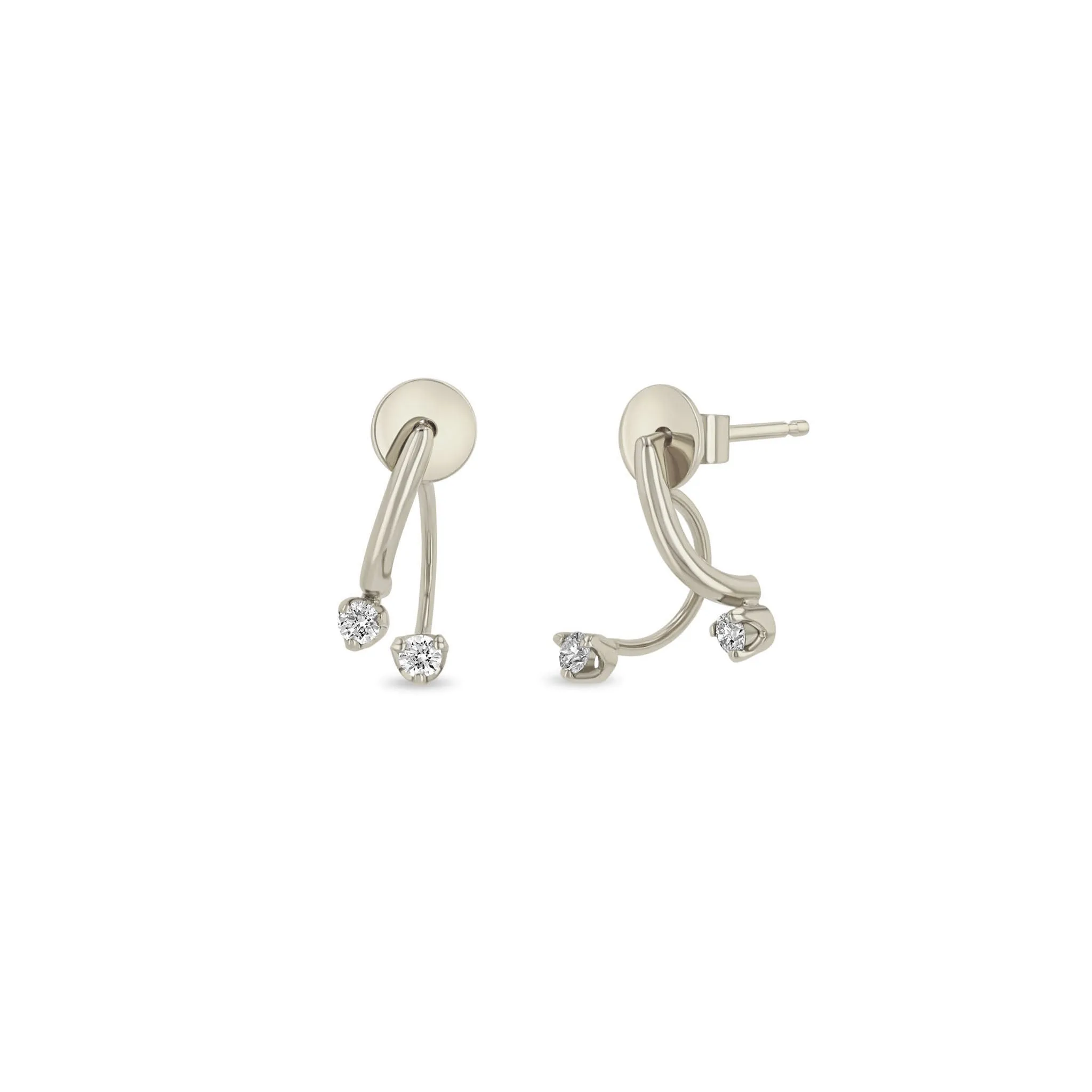 14k Prong Diamond Curved Bar Drop & Jacket Earrings sold by Zoe Chicco product image thumbnail 4