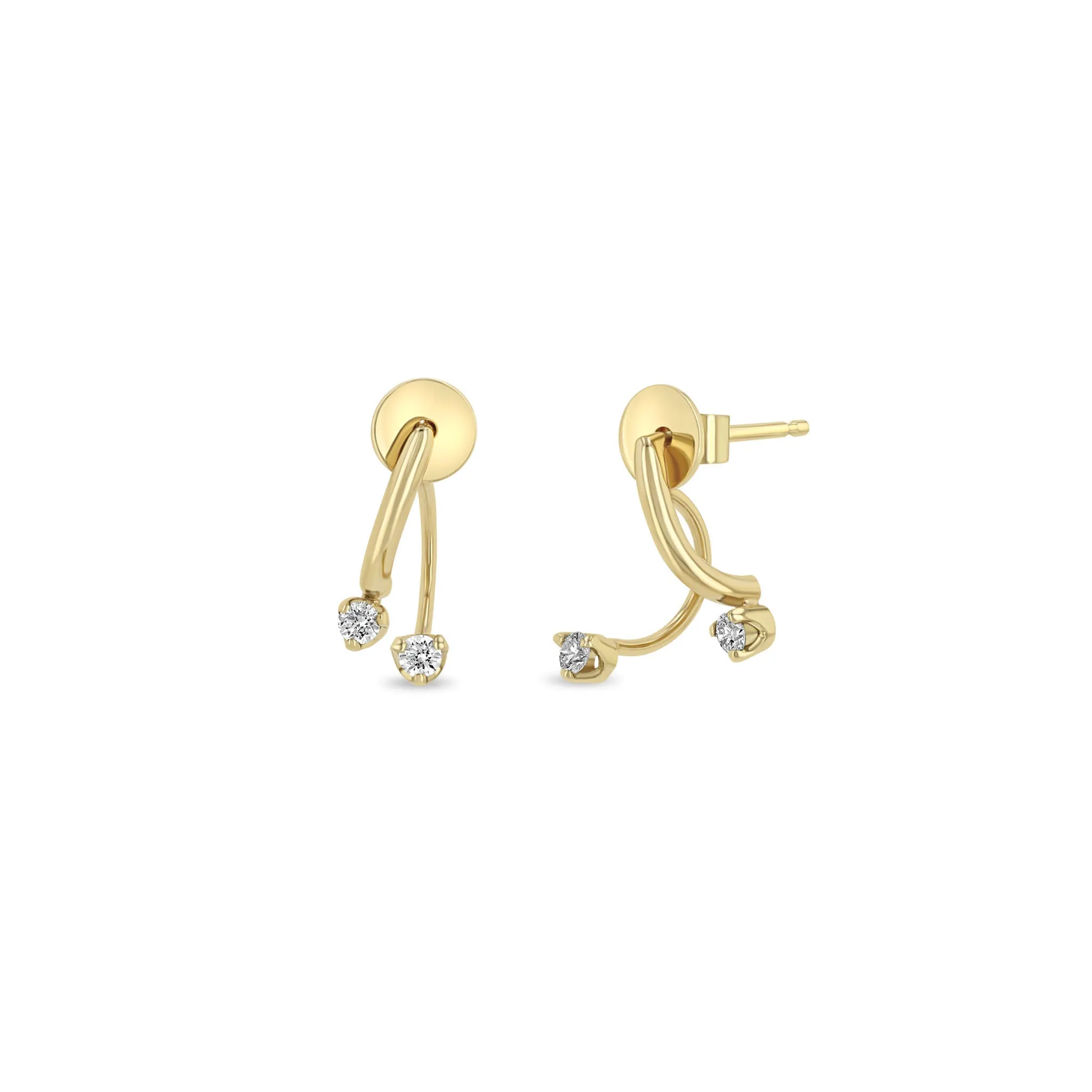 14k Prong Diamond Curved Bar Drop & Jacket Earrings sold by Zoe Chicco