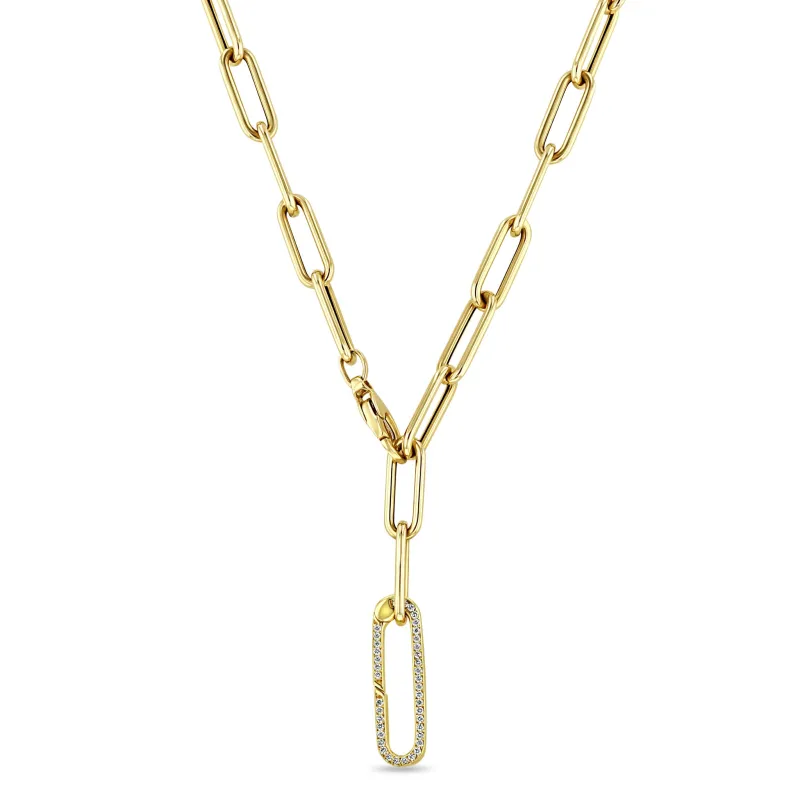 14k Gold Large Paperclip Chain Oval Enhancer Necklace sold by Zoe Chicco